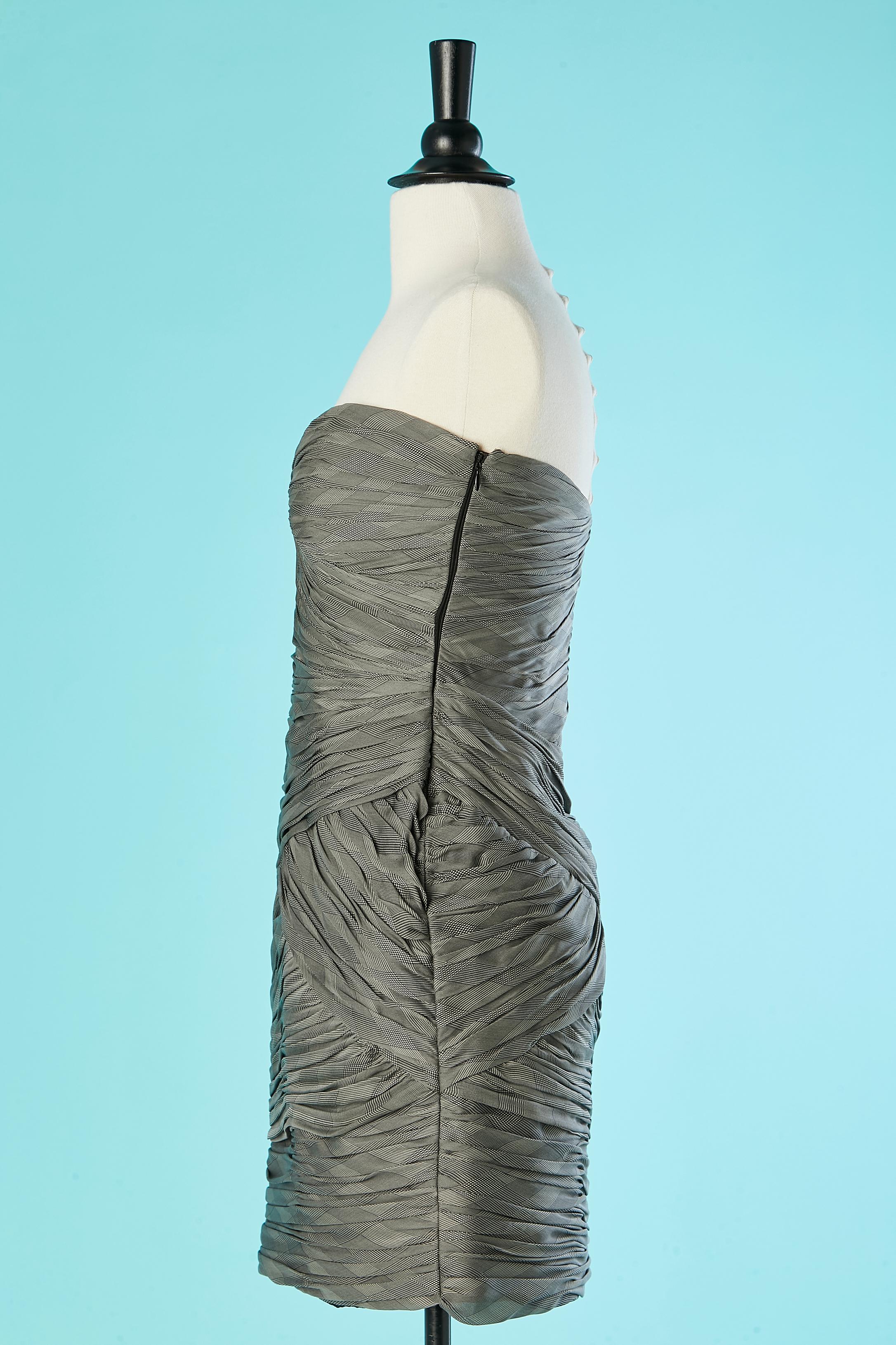 Drapiertes Bustierkleid aus Seide mit Prince of Wales-Muster Ungaro  im Zustand „Hervorragend“ im Angebot in Saint-Ouen-Sur-Seine, FR