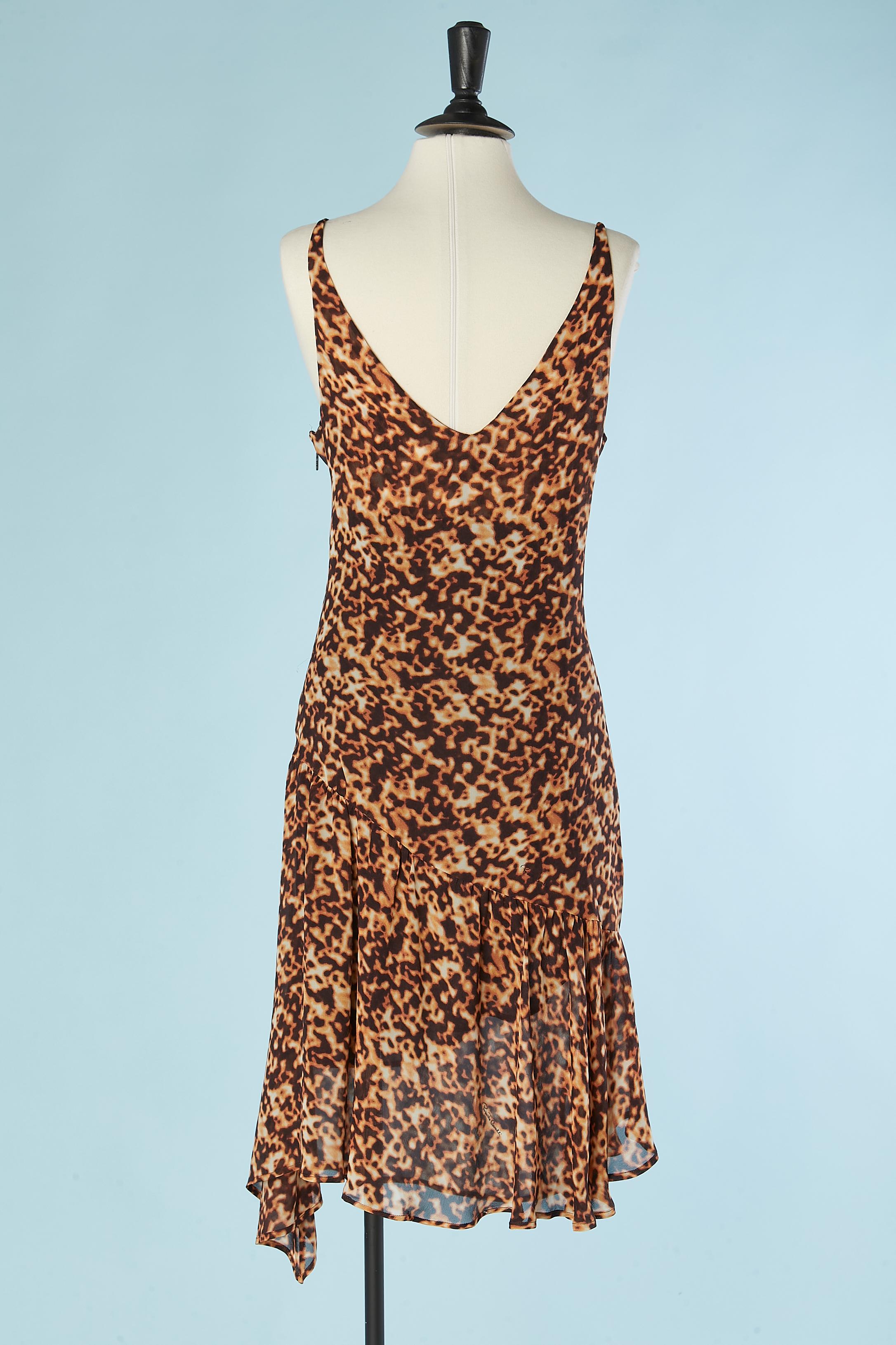 Draped slip dress with leopard print Roberto Cavalli  For Sale 1