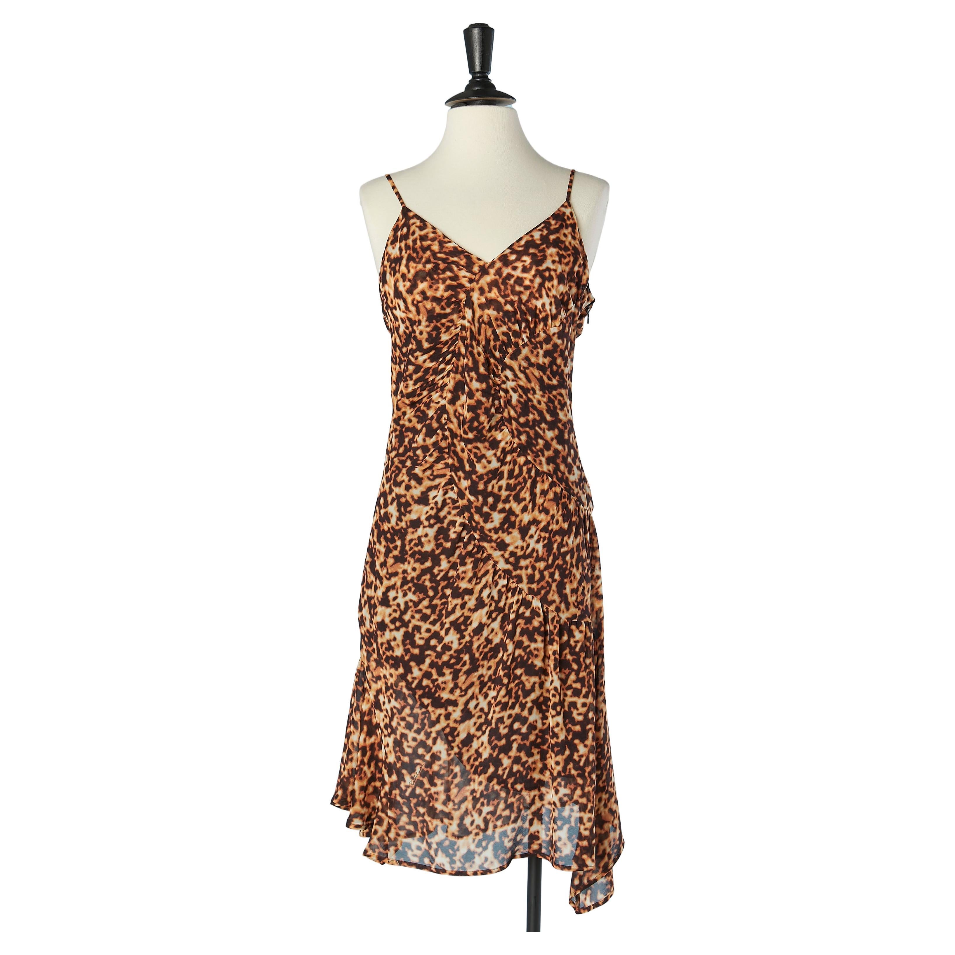Draped slip dress with leopard print Roberto Cavalli  For Sale