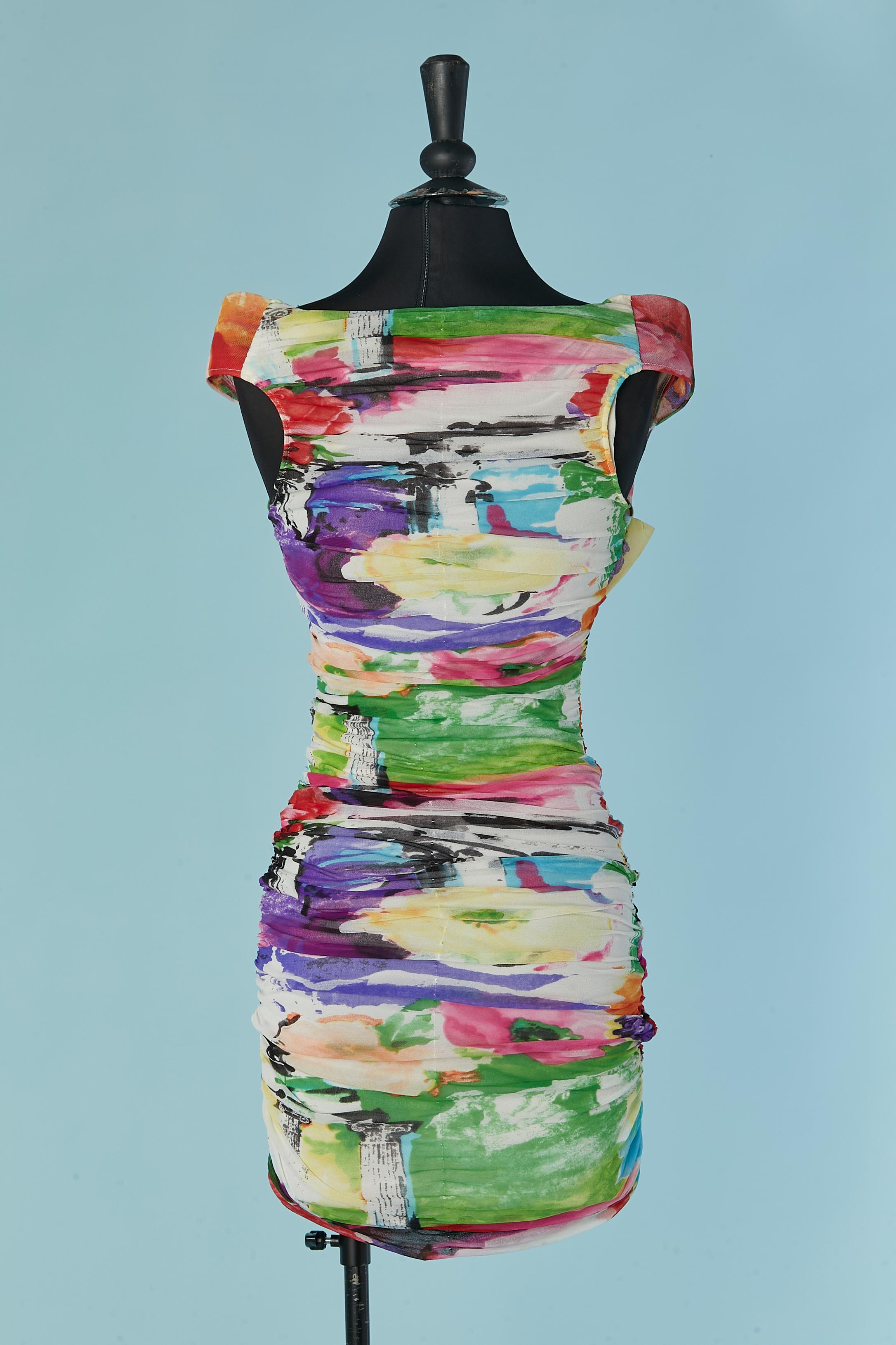 Women's Draped stretch tulle cocktail dress with flower print and bow La Perla For Sale