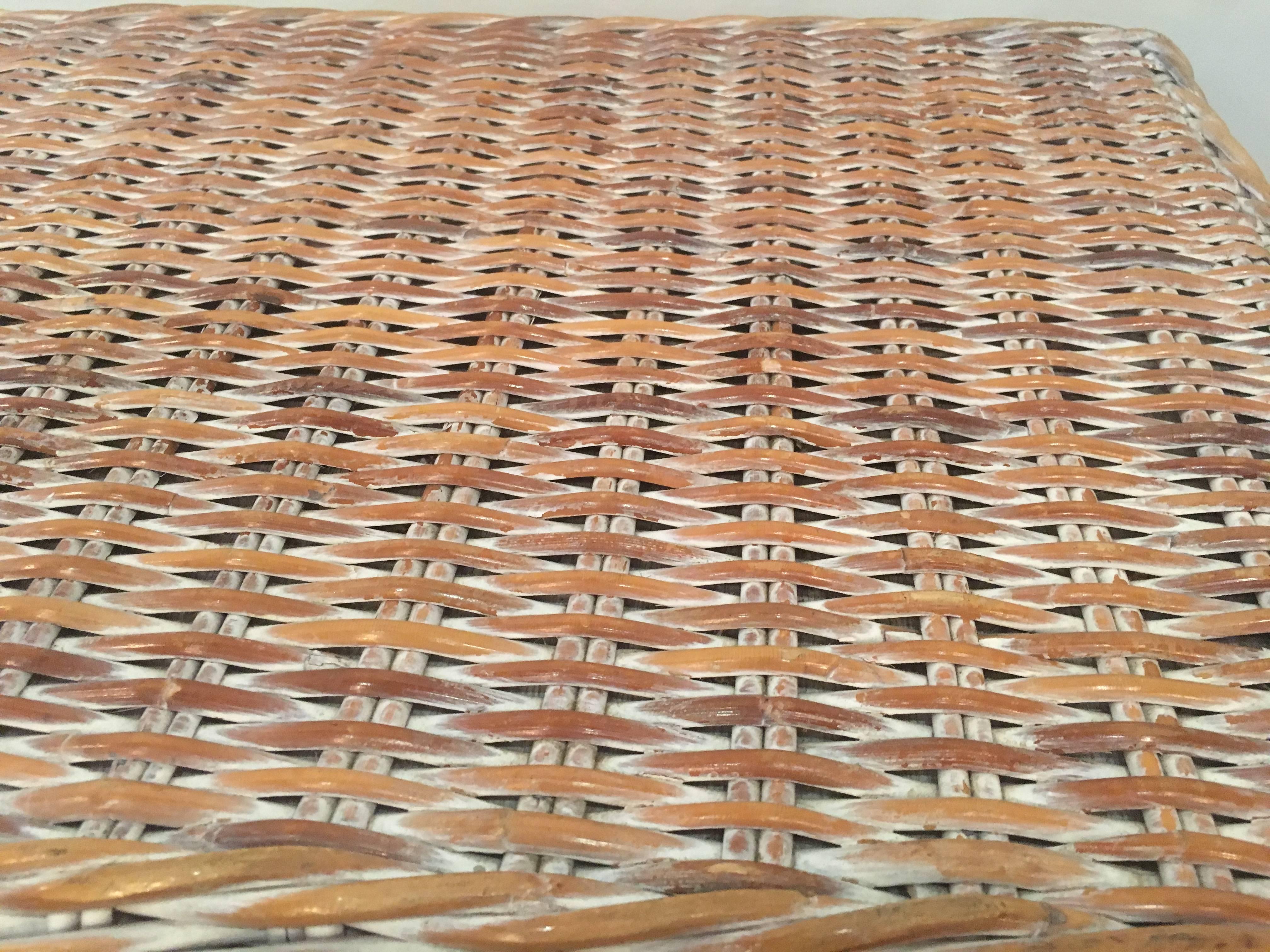 Draped Wicker Coffee, Cocktail or End Table Vintage In Good Condition In West Palm Beach, FL