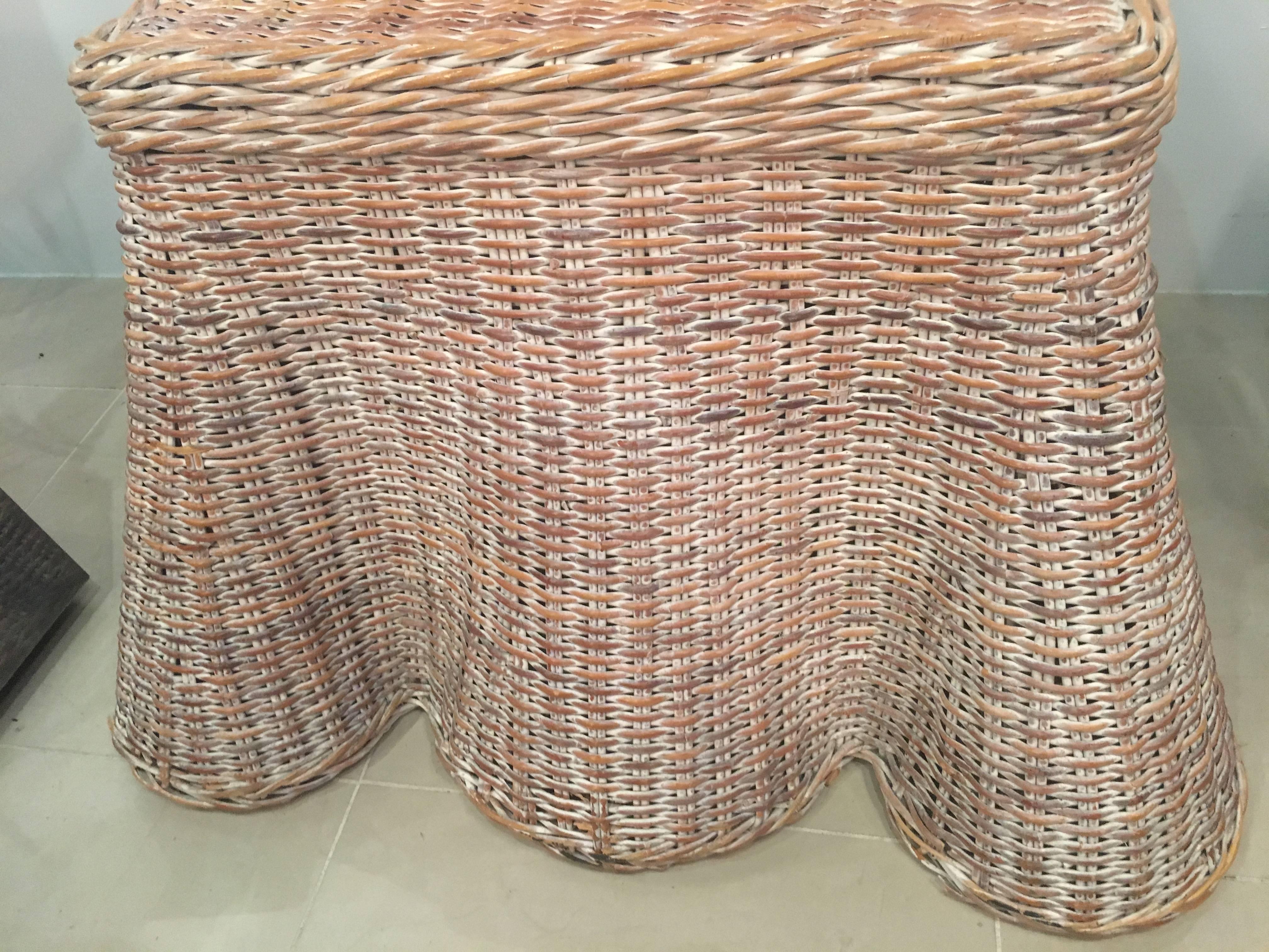 Draped Wicker Coffee, Cocktail or End Table Vintage 2