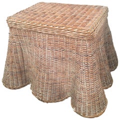 Draped Wicker Coffee, Cocktail or End Table Vintage