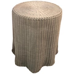 Draped Wicker Flare End Side Table Trompe LOeil Lacquered Color of Choice