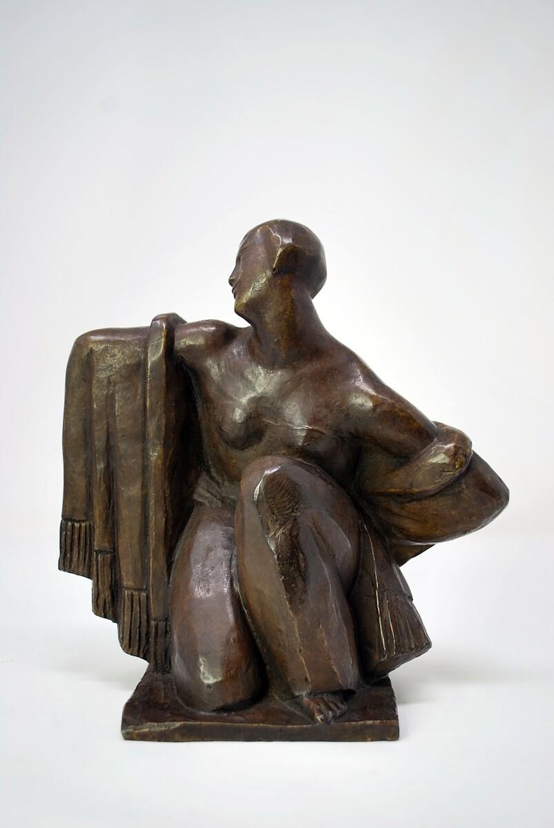 Draped Woman, Art Deco bronze sculpture by Jean Canneel - Belgium.