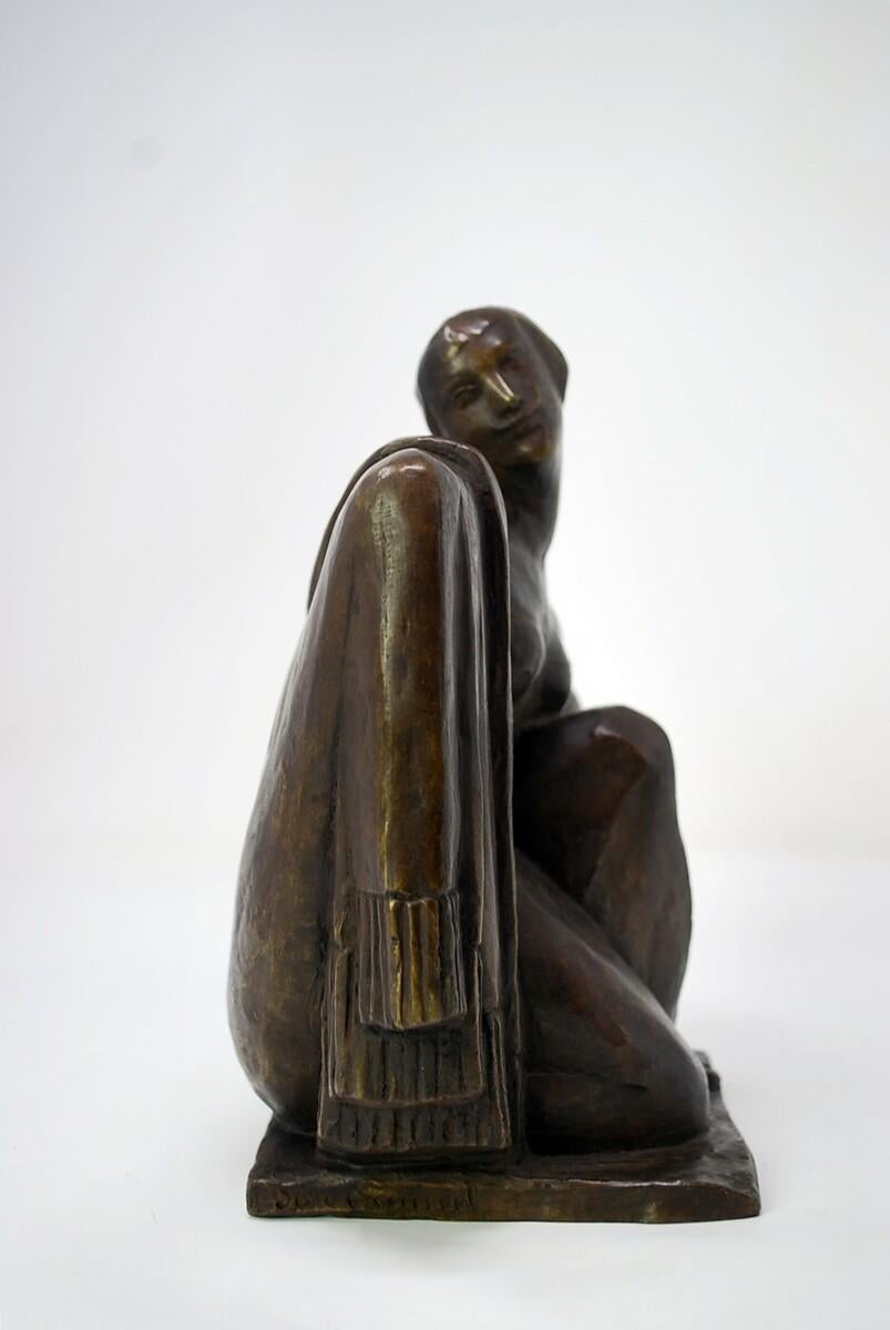 Belgian Draped Woman, Art Deco Bronze Sculpture by Jean Canneel, Belgium