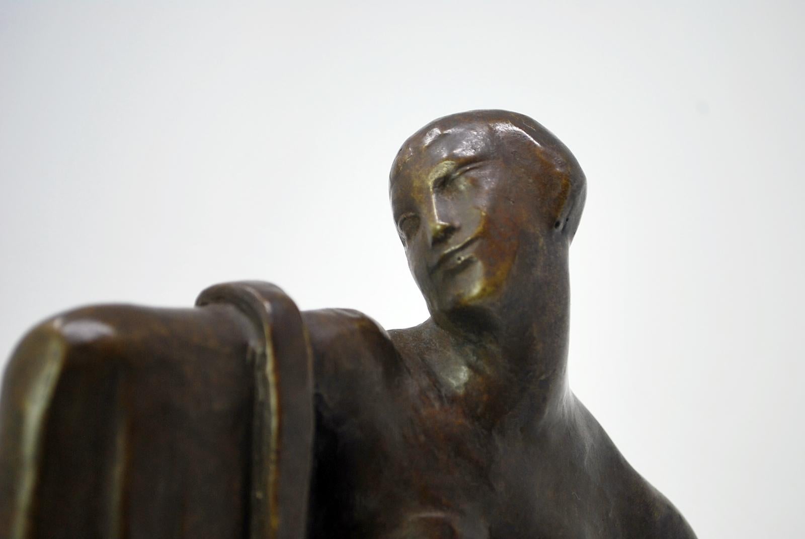 Draped Woman, Art Deco Bronze Sculpture by Jean Canneel, Belgium 2