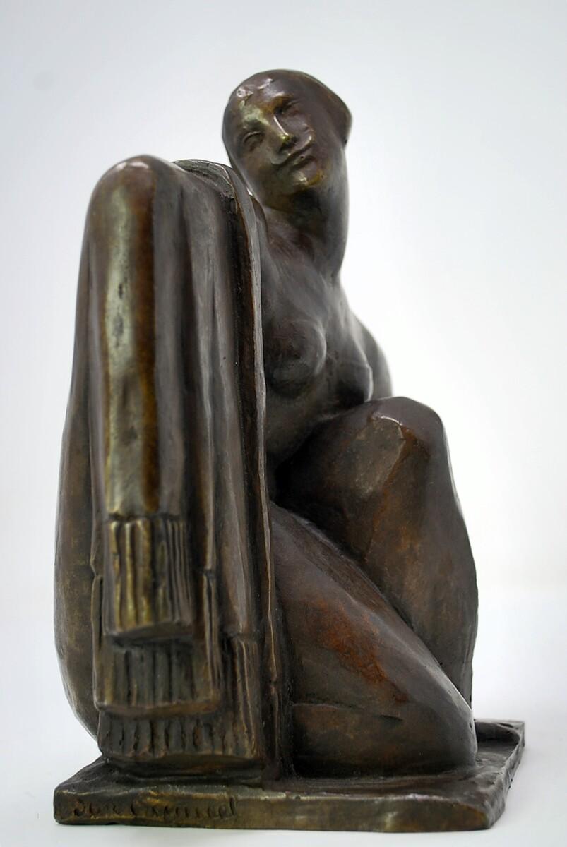 Draped Woman, Art Deco Bronze Sculpture by Jean Canneel, Belgium 4