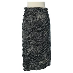 Draped wool skirt with black and white abstract print Gianni Versace Circa 1990