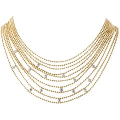 Draperie de Decolette 18K Yellow and White Gold Diamond Multi-Strand Necklace