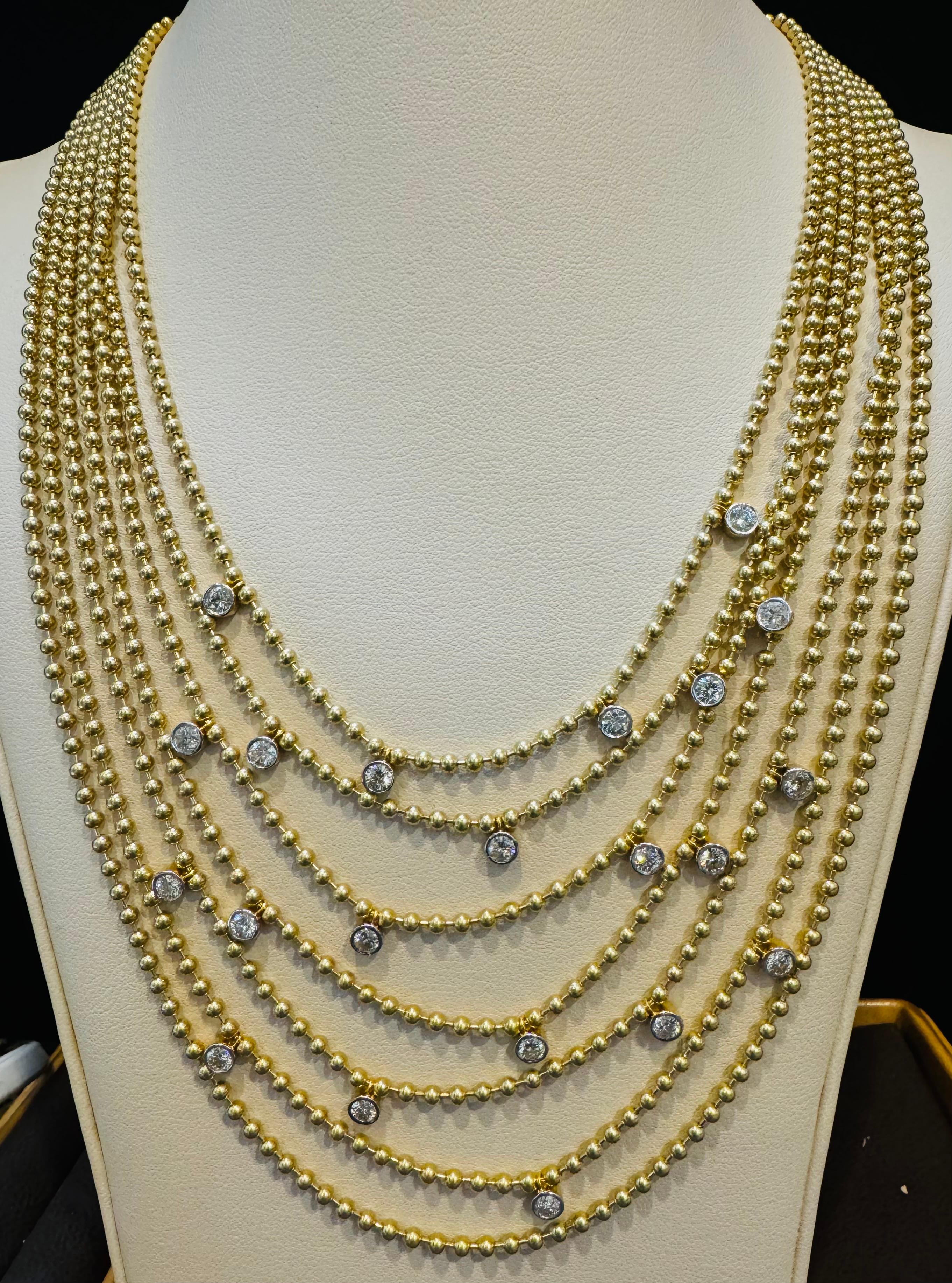 Collier ras du cou Draperie en or jaune 18 carats, 7 couches en vente 5