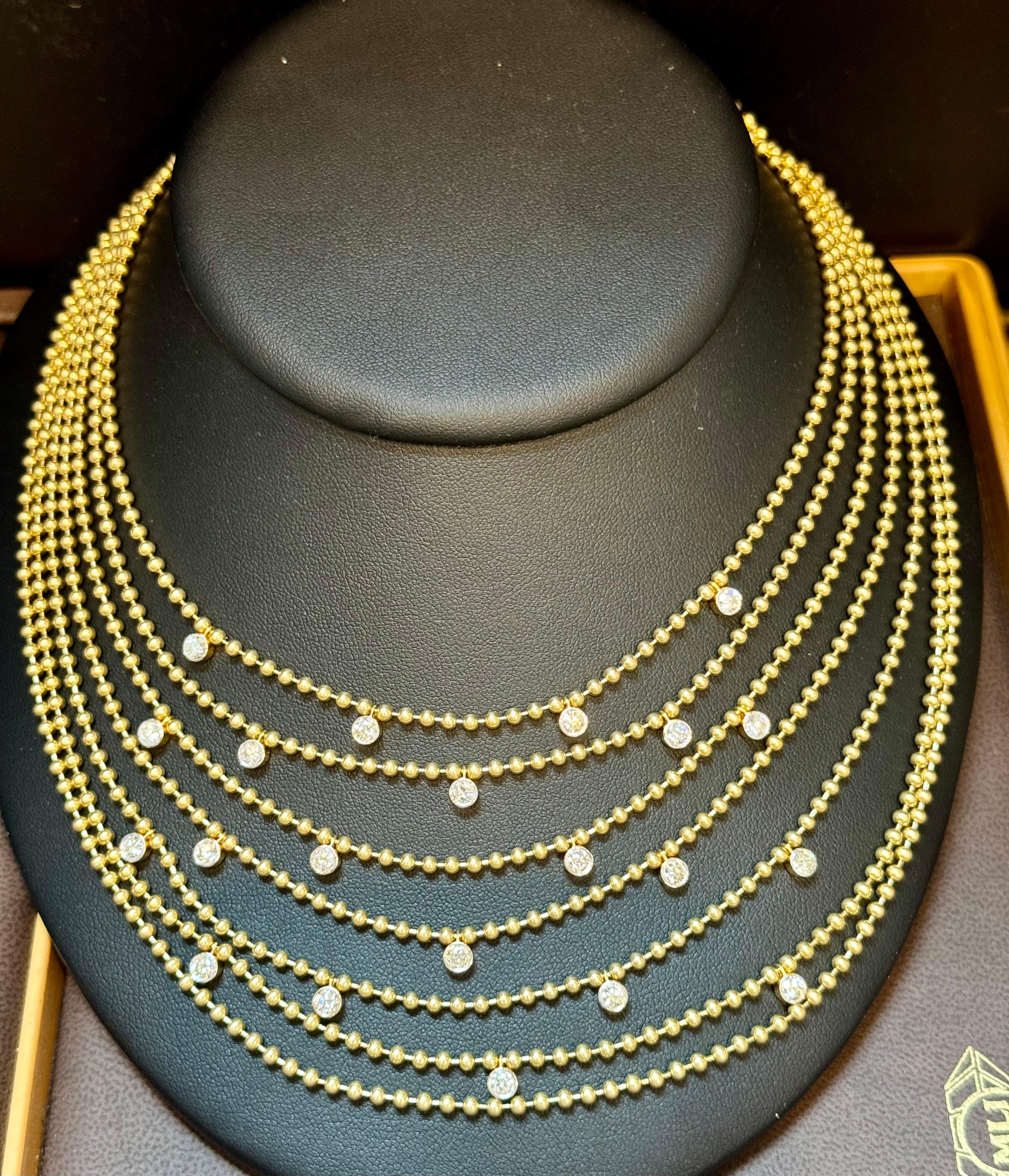Collier ras du cou Draperie en or jaune 18 carats, 7 couches en vente 7