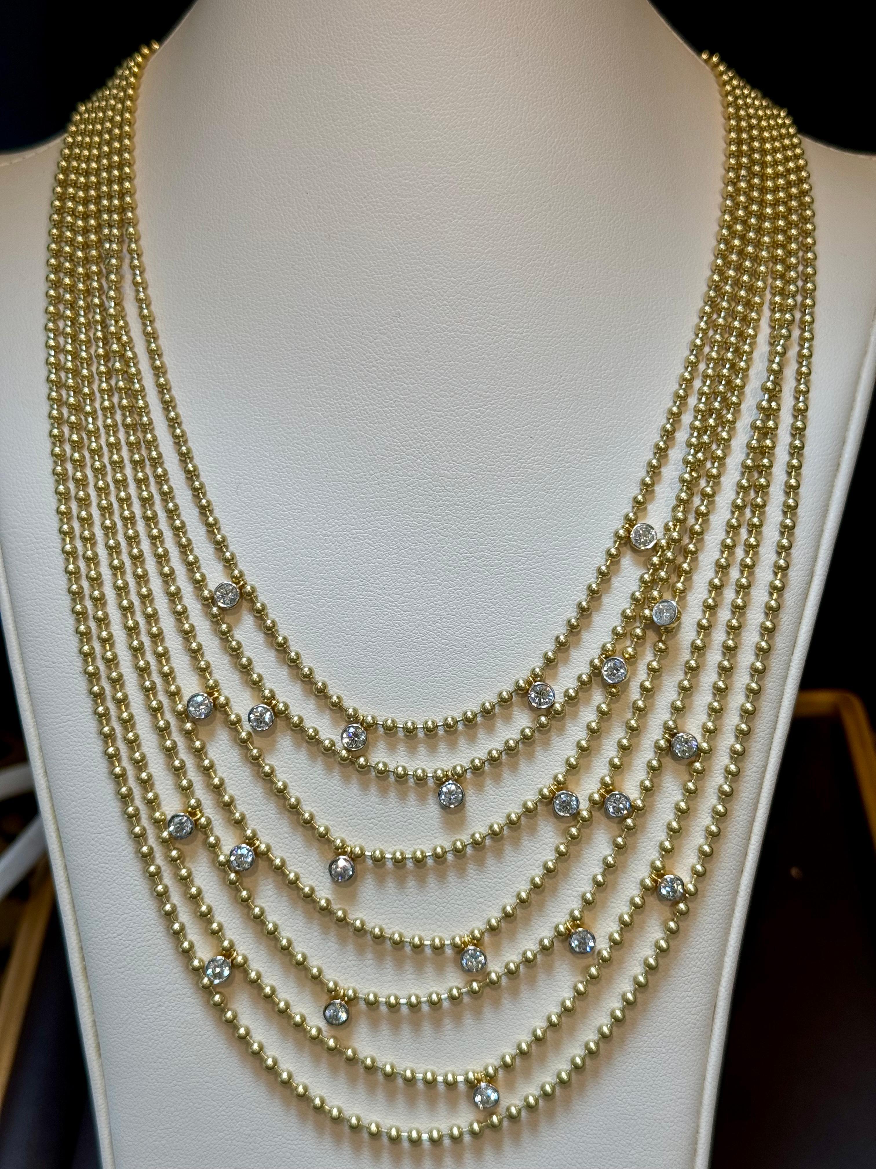 Collier ras du cou Draperie en or jaune 18 carats, 7 couches en vente 8