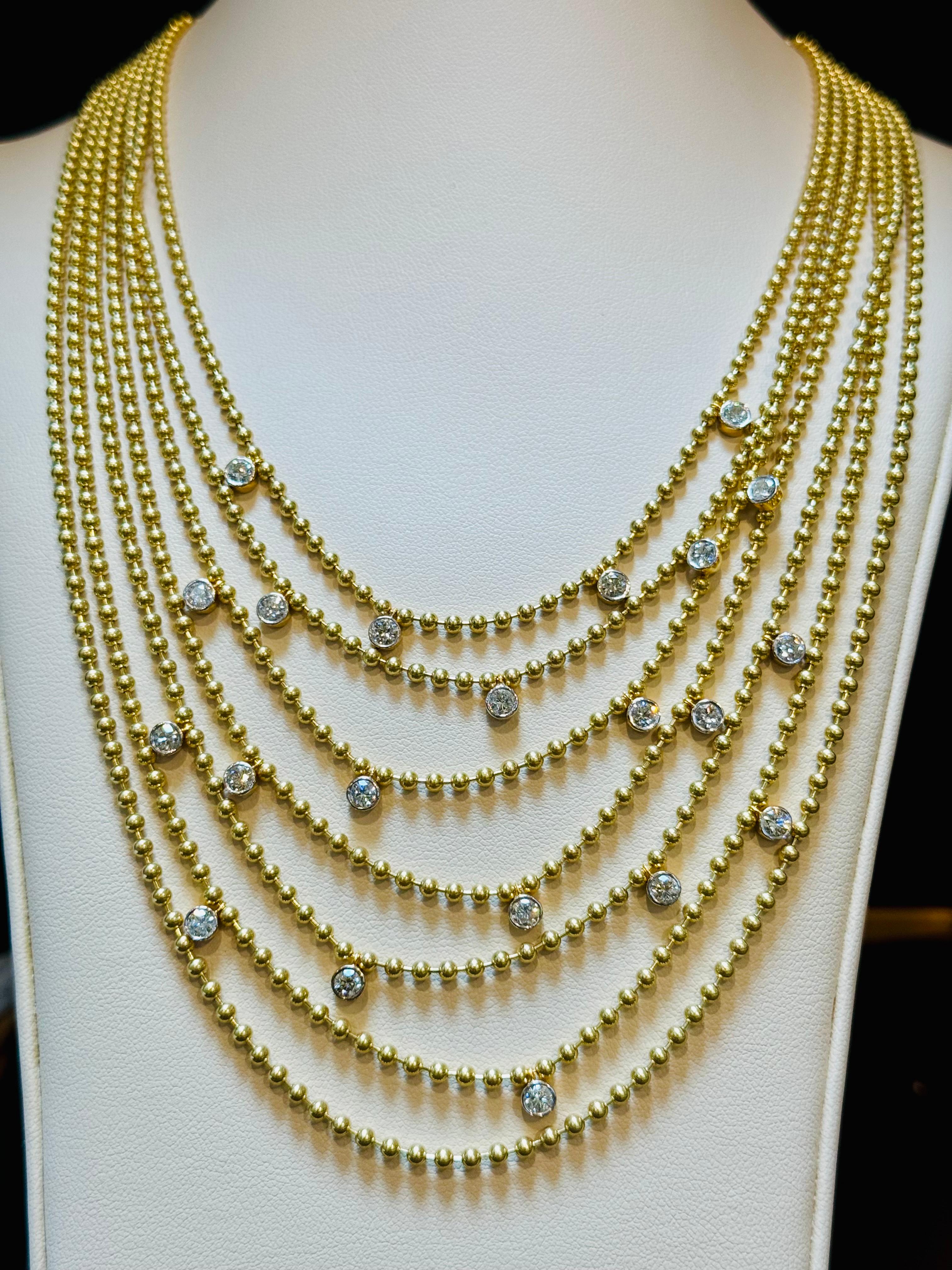 Collier ras du cou Draperie en or jaune 18 carats, 7 couches en vente 9