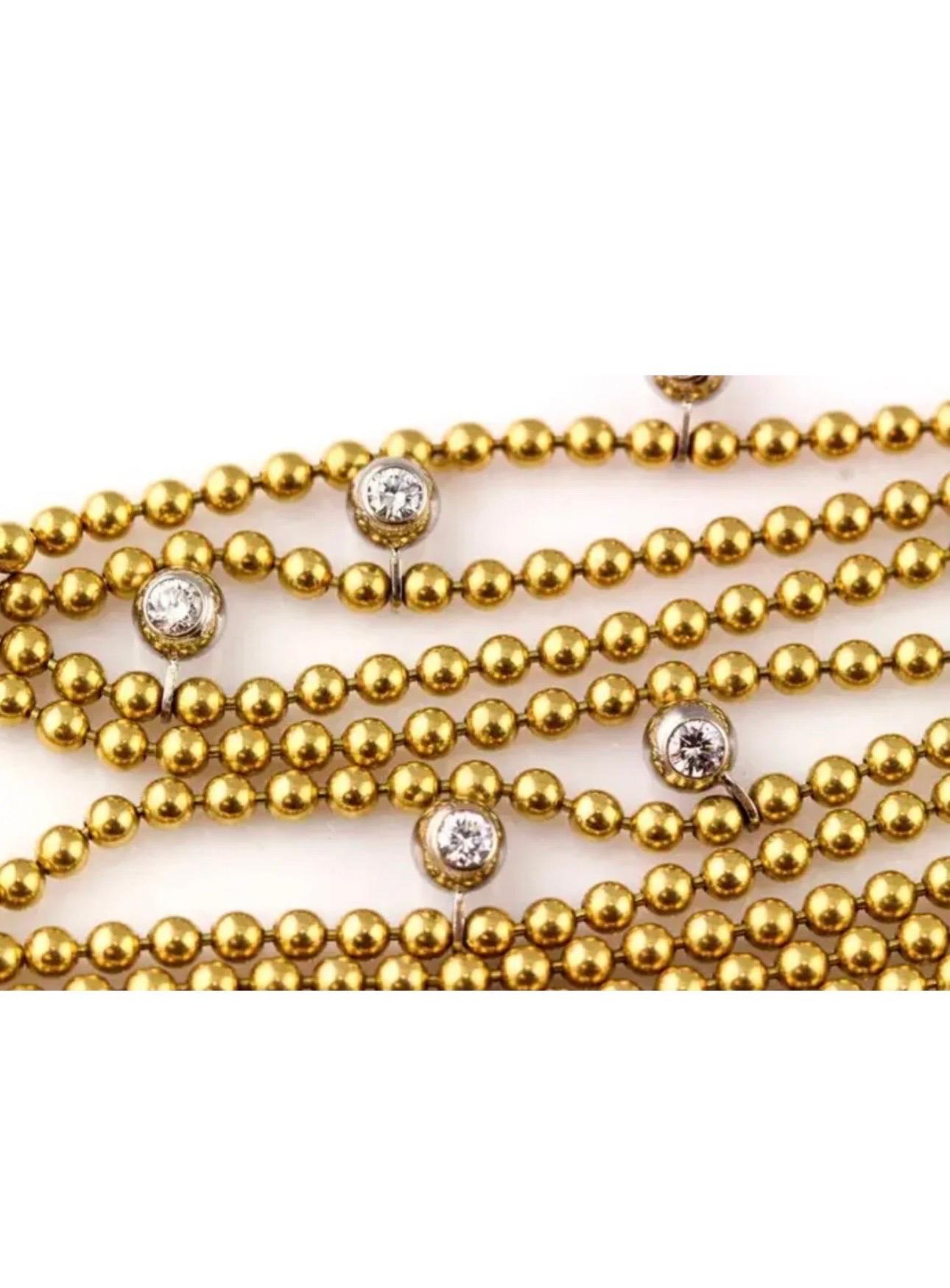 Collier ras du cou Draperie en or jaune 18 carats, 7 couches Excellent état - En vente à New York, NY