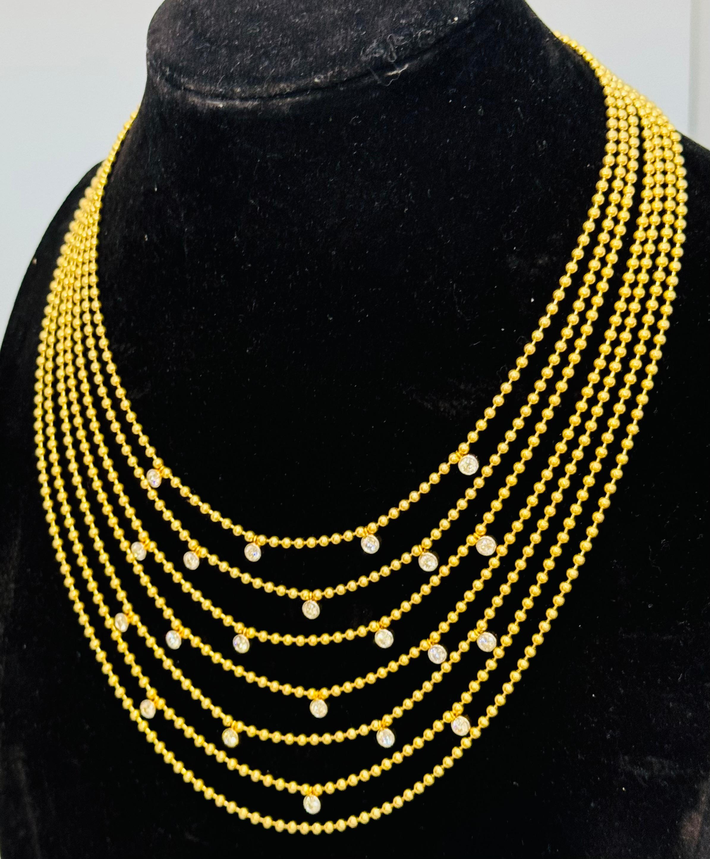 Collier ras du cou Draperie en or jaune 18 carats, 7 couches en vente 1