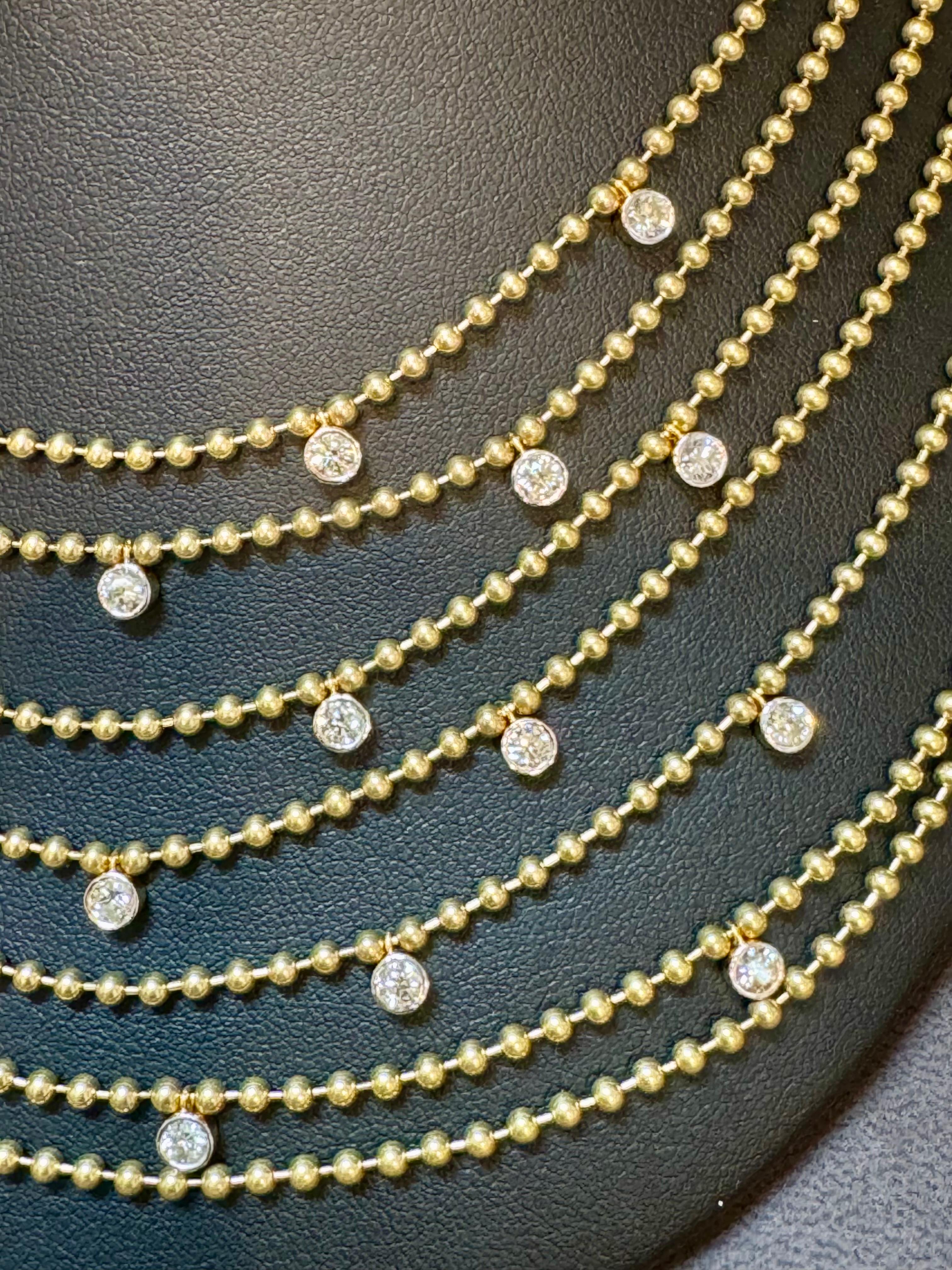 Collier ras du cou Draperie en or jaune 18 carats, 7 couches en vente 2