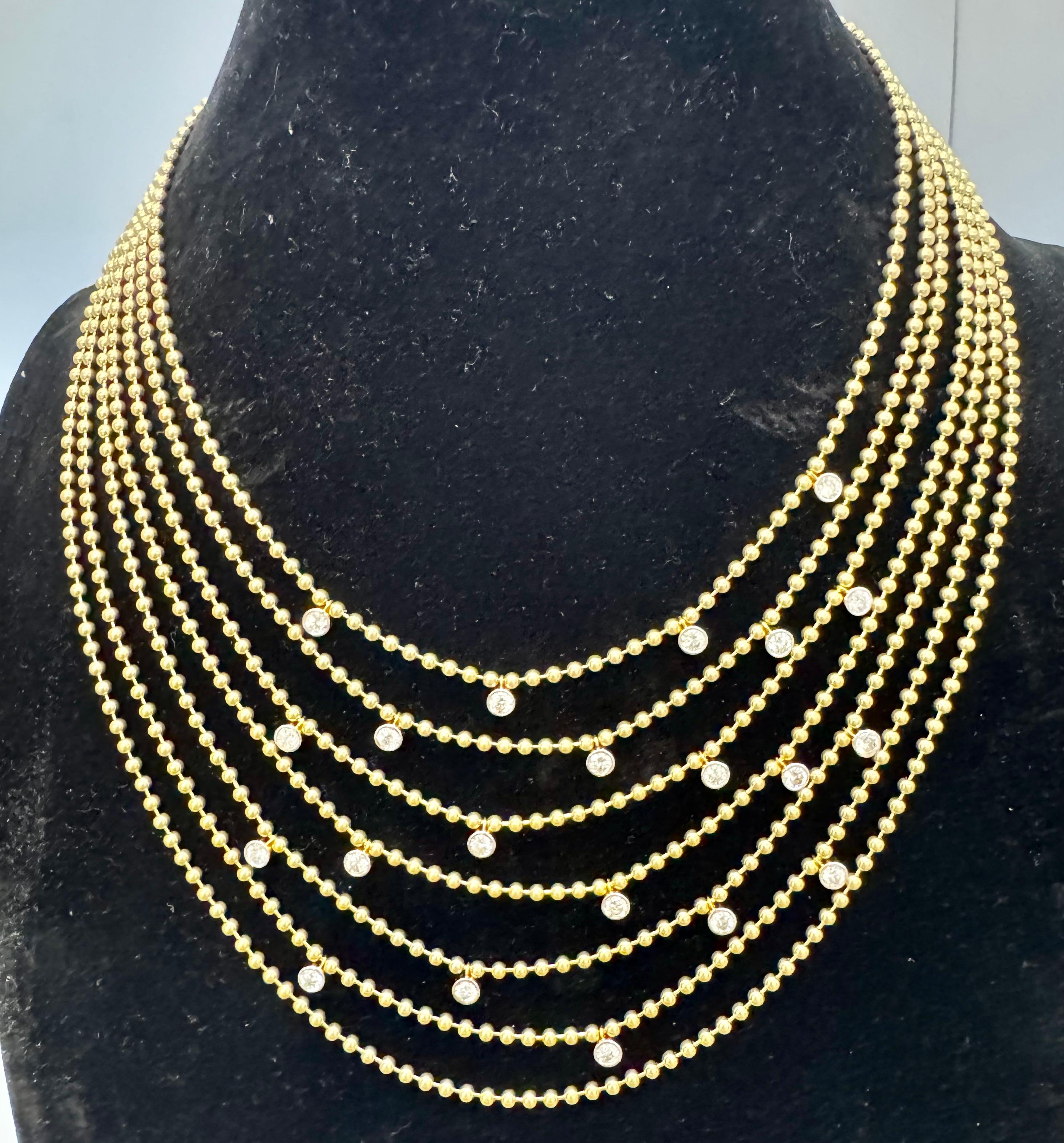 Collier ras du cou Draperie en or jaune 18 carats, 7 couches en vente 4