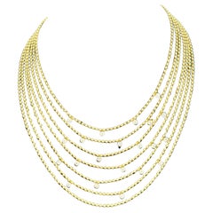 Draperie Diamond 18K Yellow Gold Multi Link Choker Ball Necklace, 7 Layers