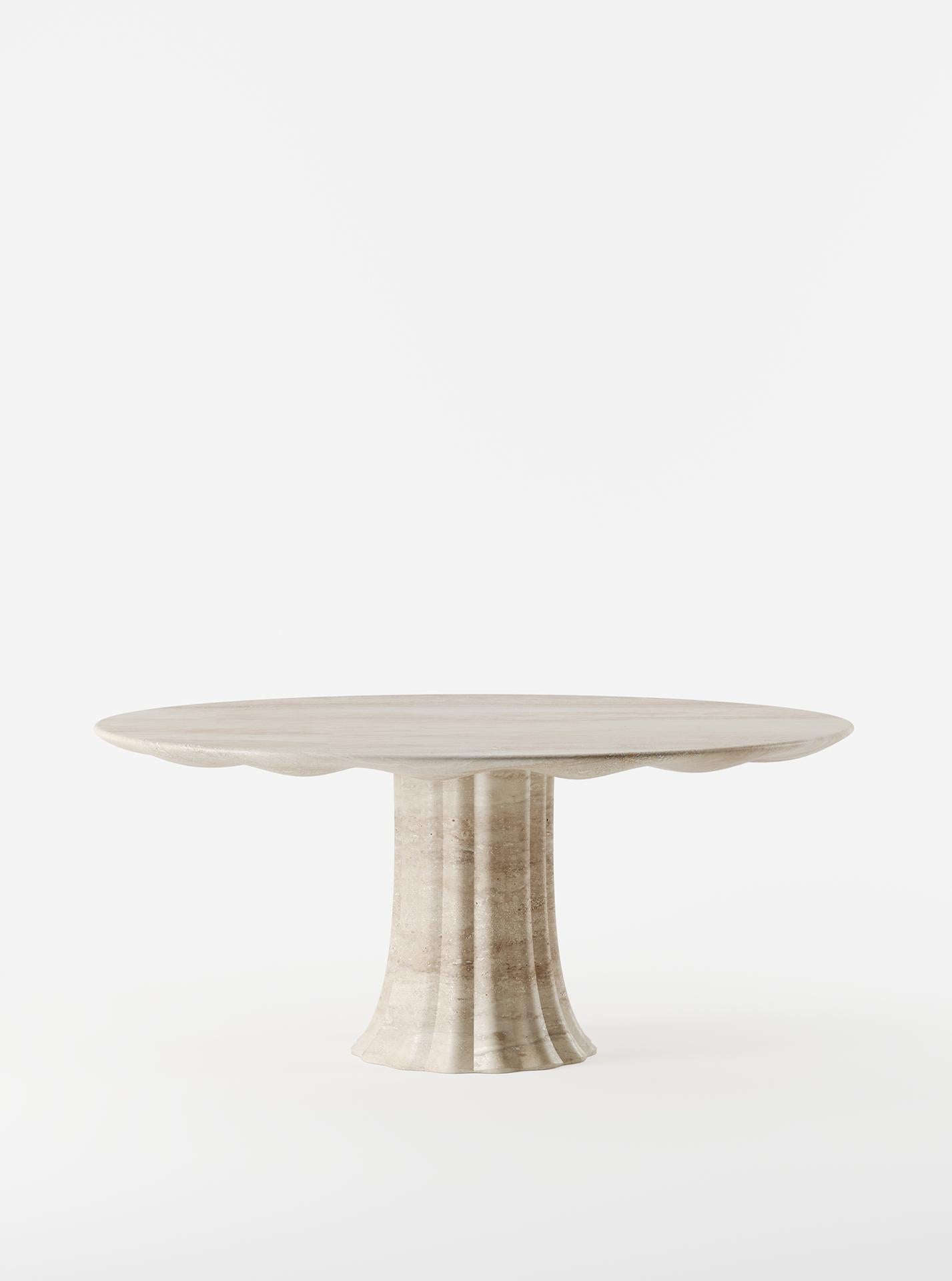 Distinguished for his signature sense of nostalgia, designer Yaniv Chen recalls the influences behind the Drapery Table—a one-of-a-kind piece crafted in Italy from a single block of Travertine. First inspired by a room photographed by Nan Goldin in
