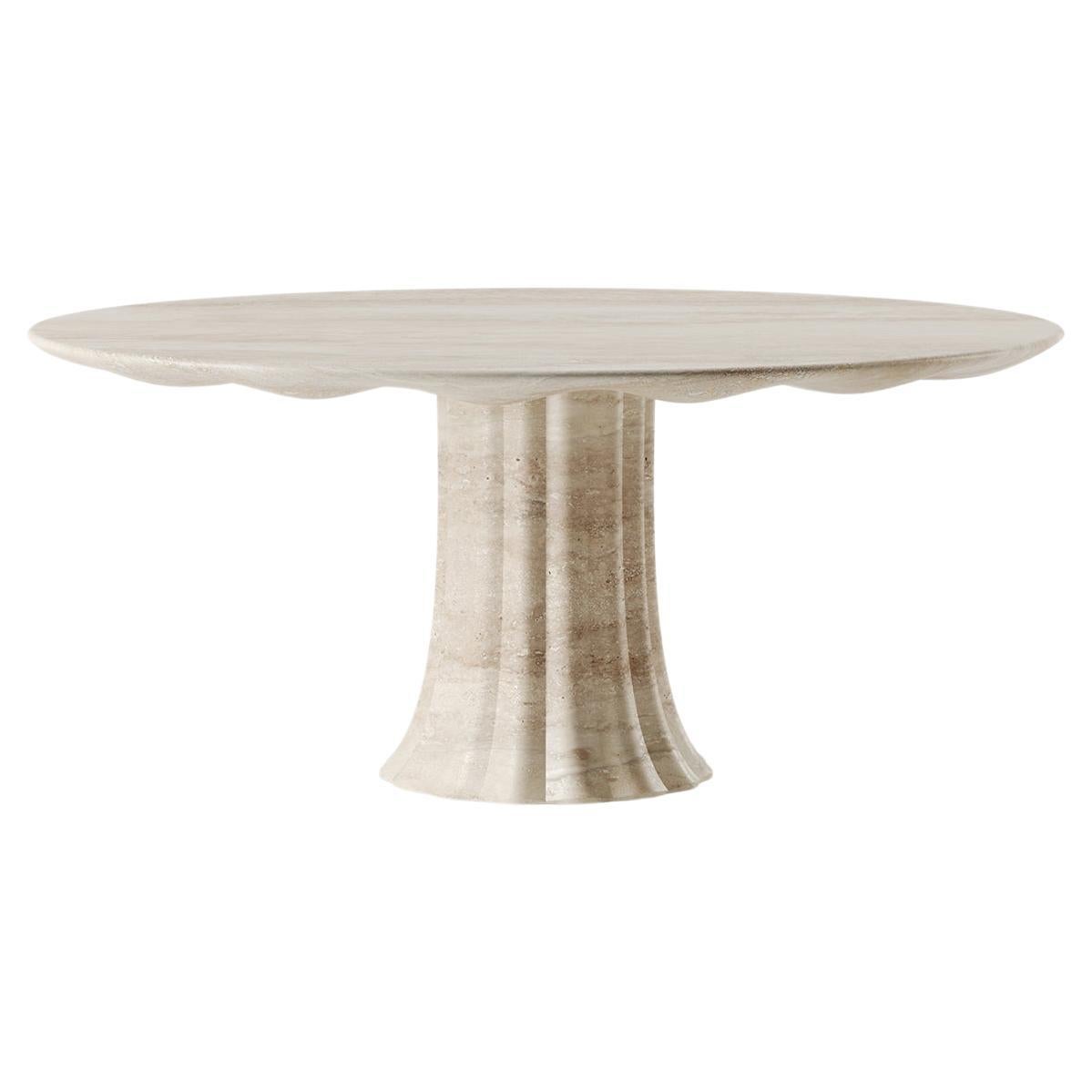 Drapierter Tisch aus Travertin 180cmx78cm  im Angebot