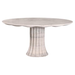Drapery Table made in Italy from Silver Traverte 44" diam designed by Yaniv Chen