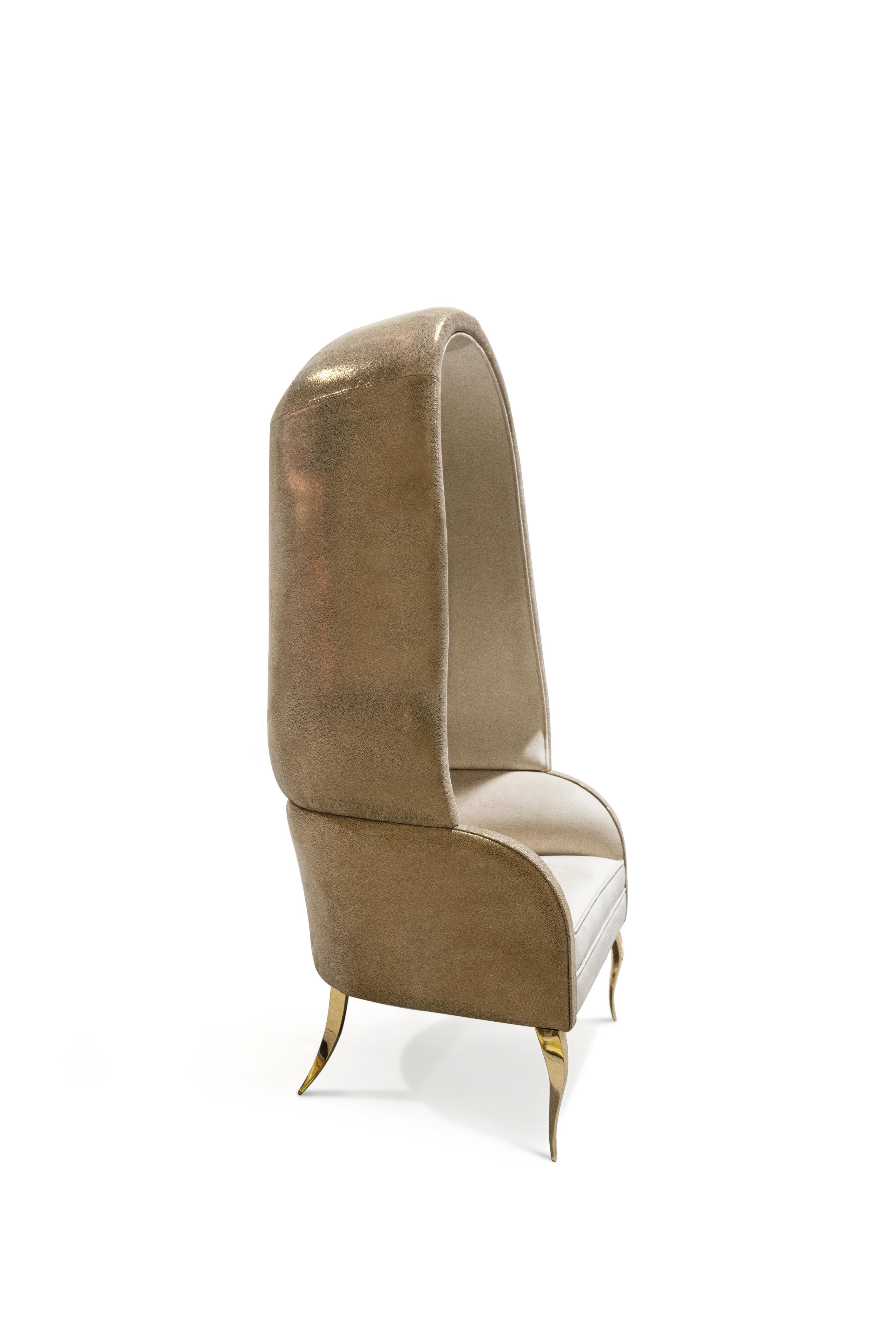 Portuguese Drapesse Leather Back Chair (In Stock) For Sale