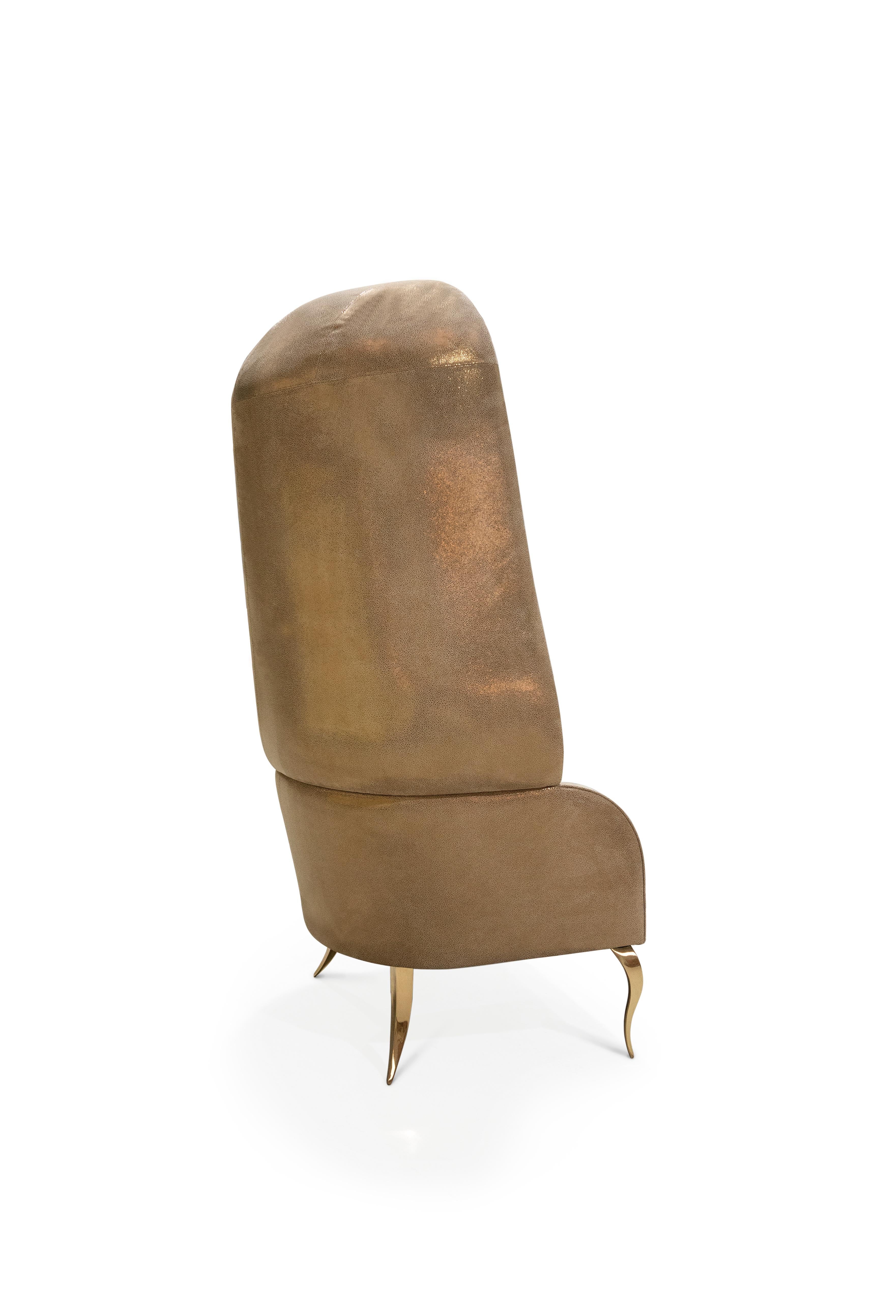 Hand-Crafted Drapesse Leather Back Chair (In Stock) For Sale