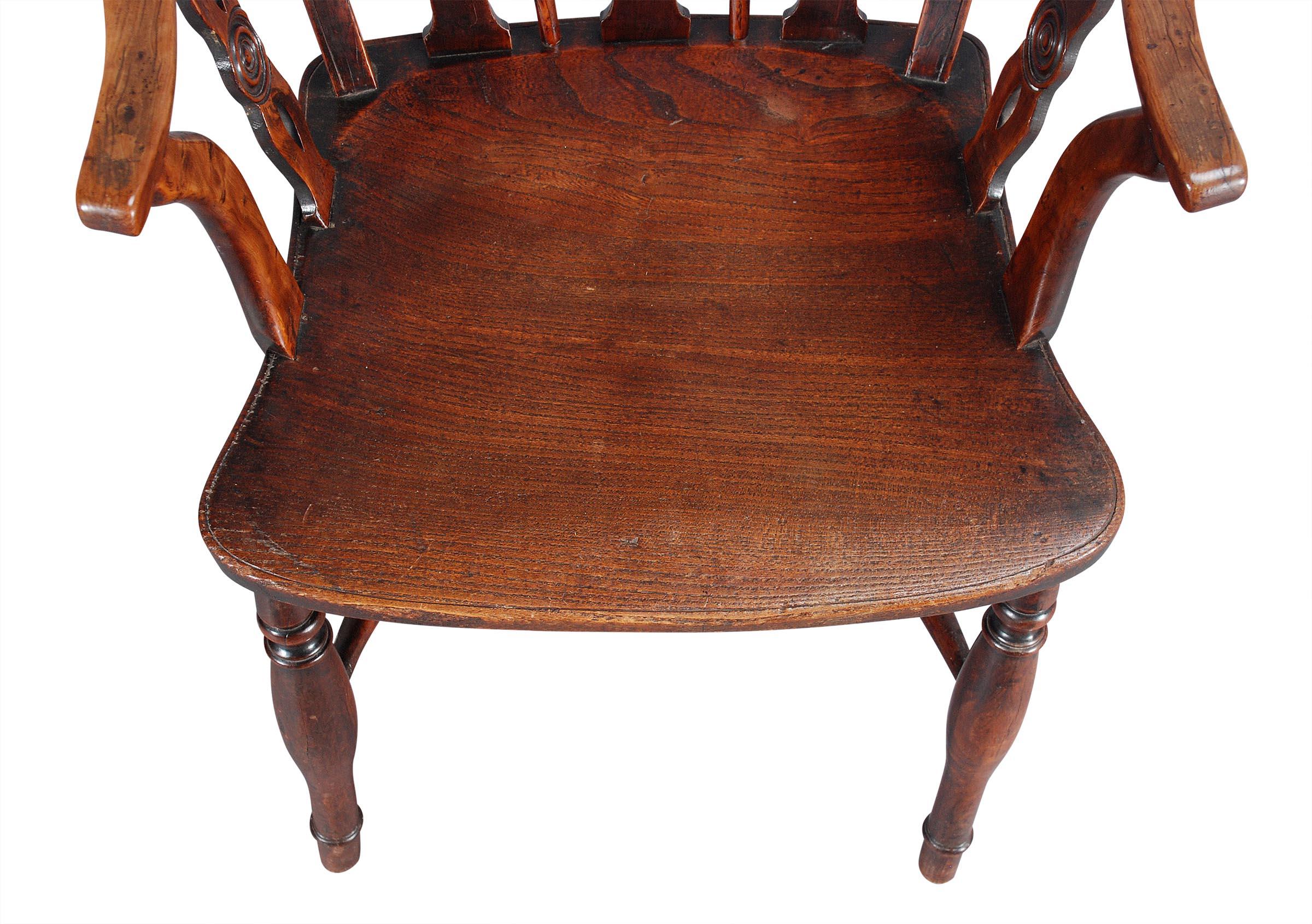 Turned Draught-Back Windsor Armchair For Sale