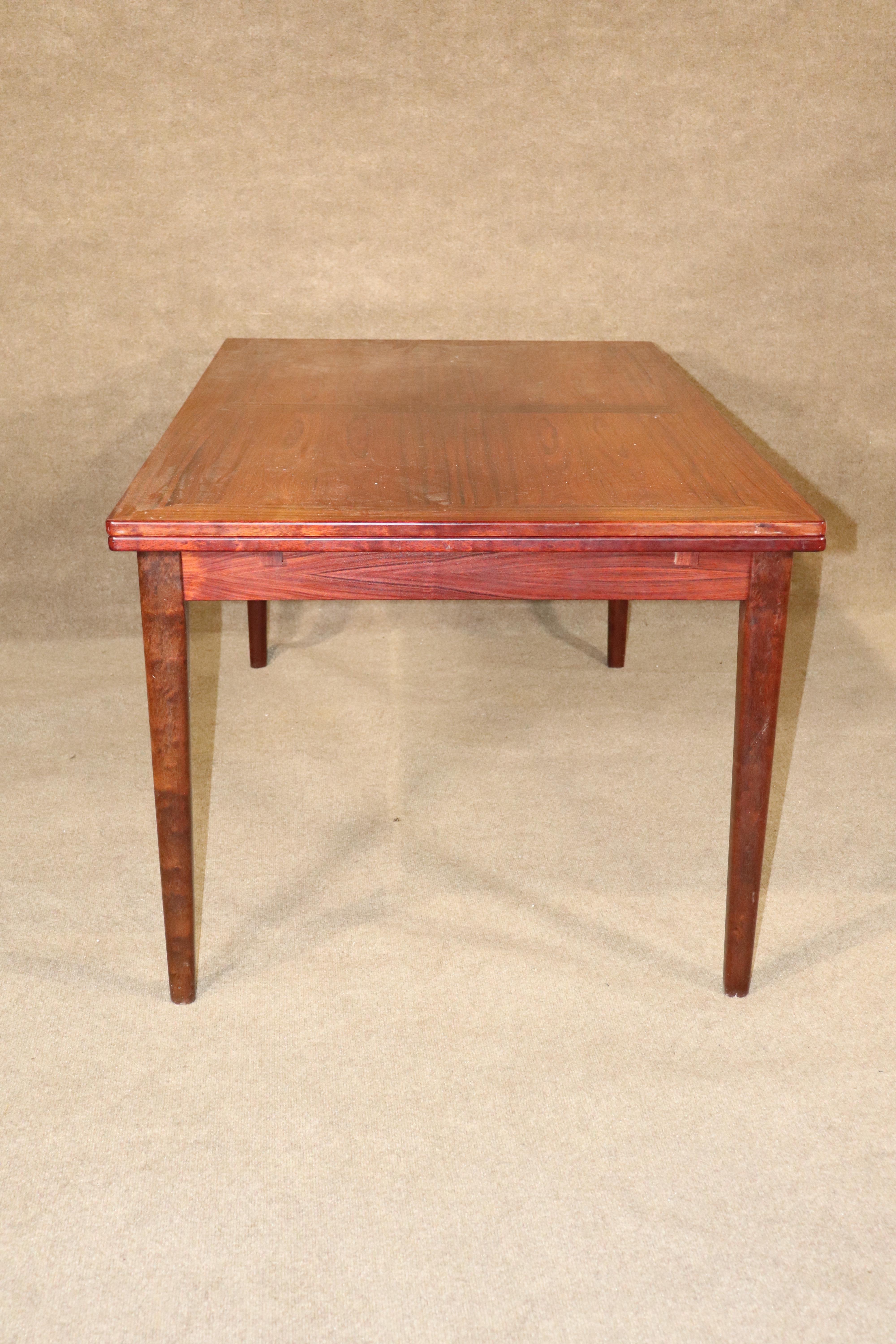 Rosewood Draw Leaf Midcentury Dining Table For Sale