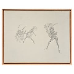 Zeichnung auf Papier und Leinwand von Dado 1962