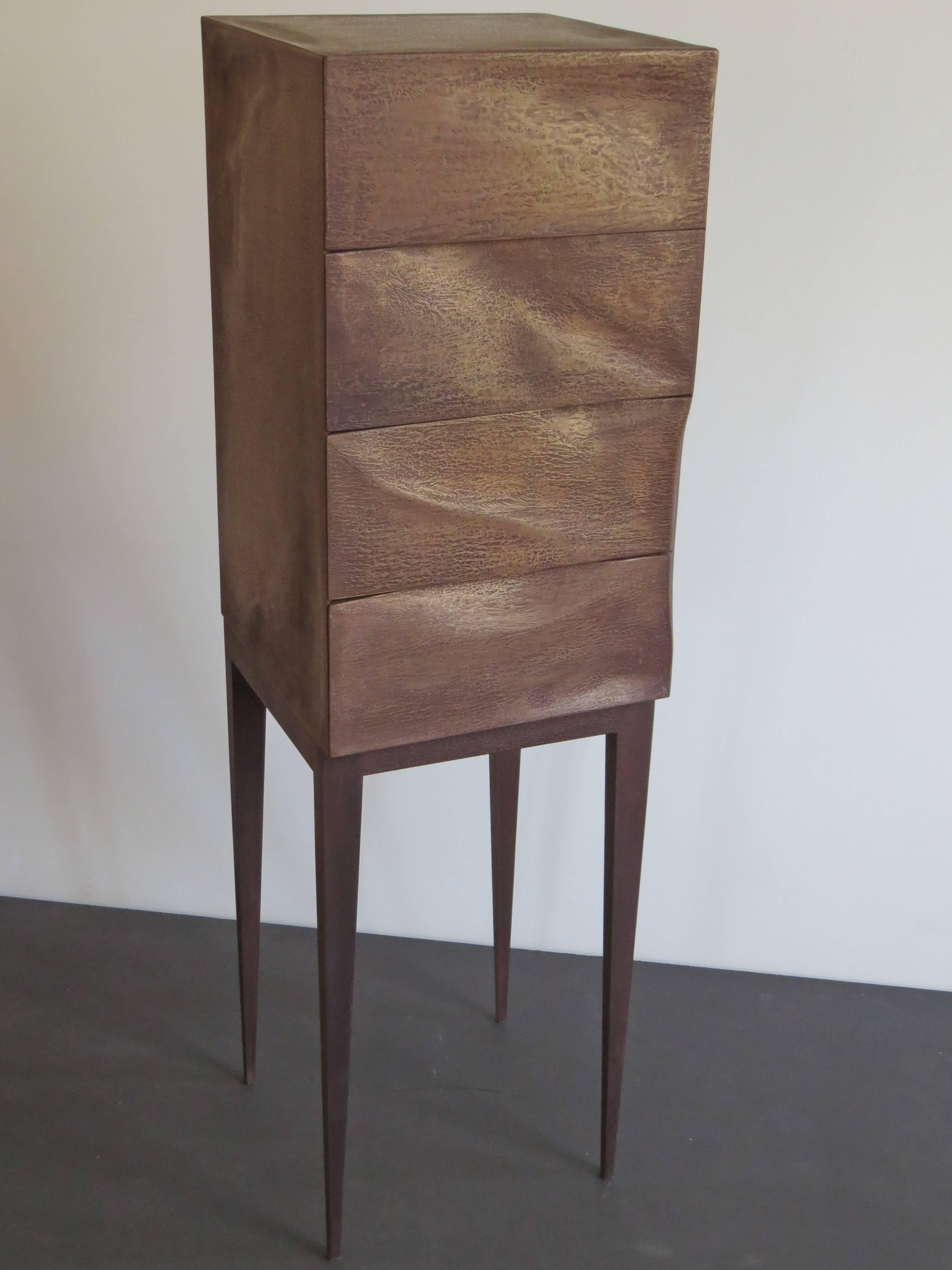 Art Deco Jewelry Dresser, Drawer Chest, Bronze, Organic Design, handcrafted in Germany For Sale