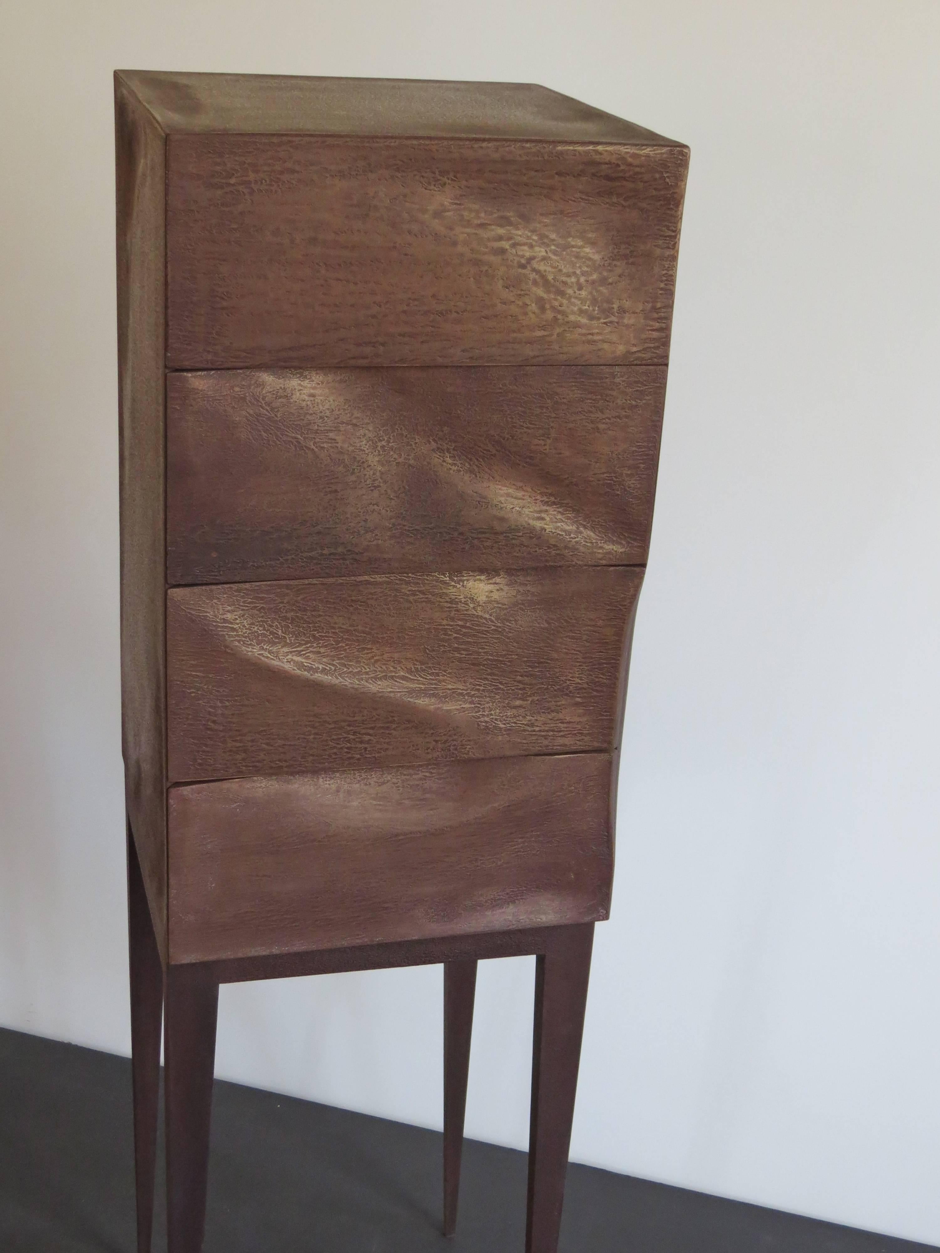 Contemporary Jewelry Dresser, Drawer Chest, Bronze, Organic Design, handcrafted in Germany For Sale