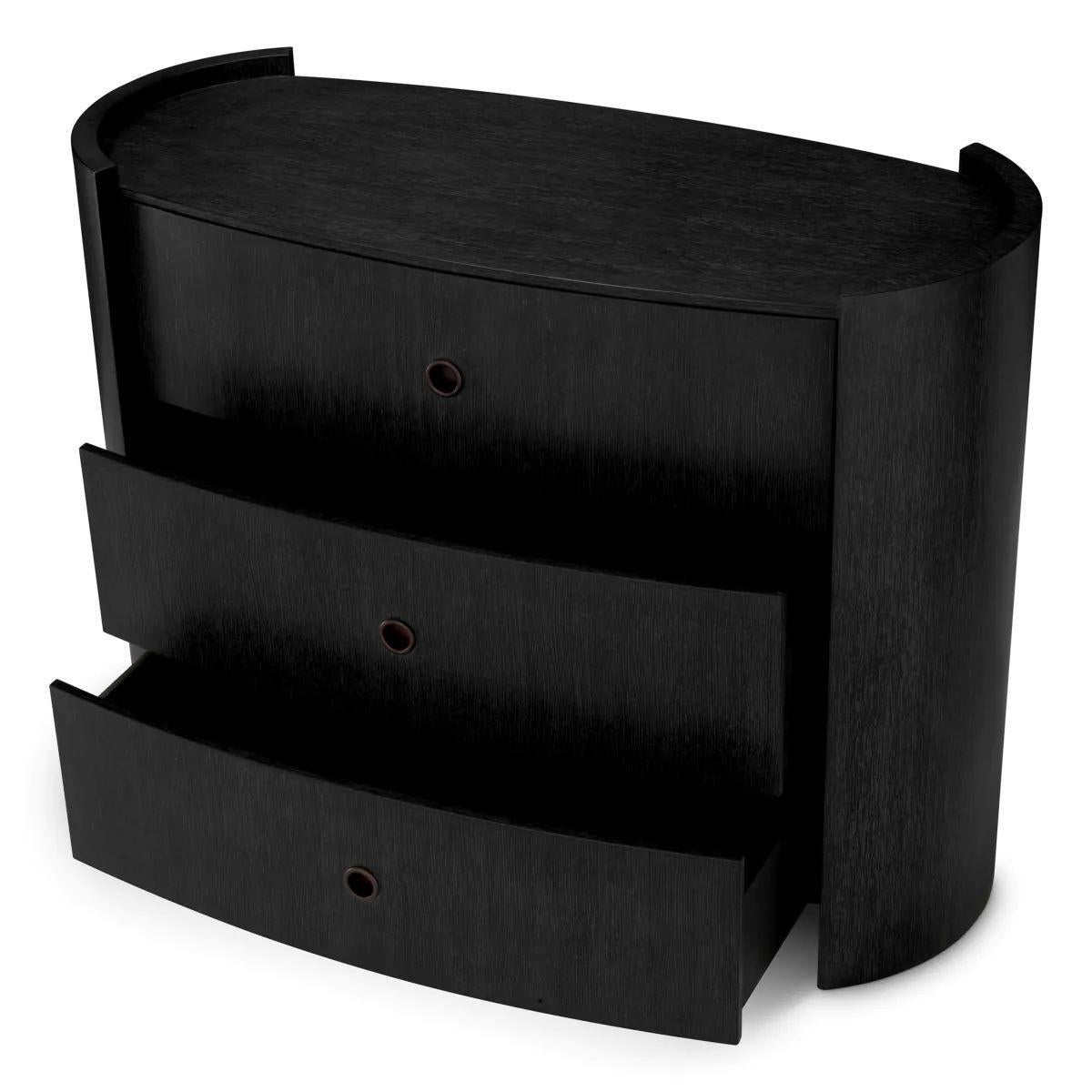 French Drawer dresser – Charcoal Grey Oak Veneer, Bronze Finish For Sale