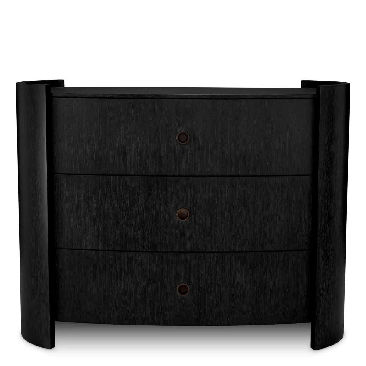 Contemporary Drawer dresser – Charcoal Grey Oak Veneer, Bronze Finish For Sale