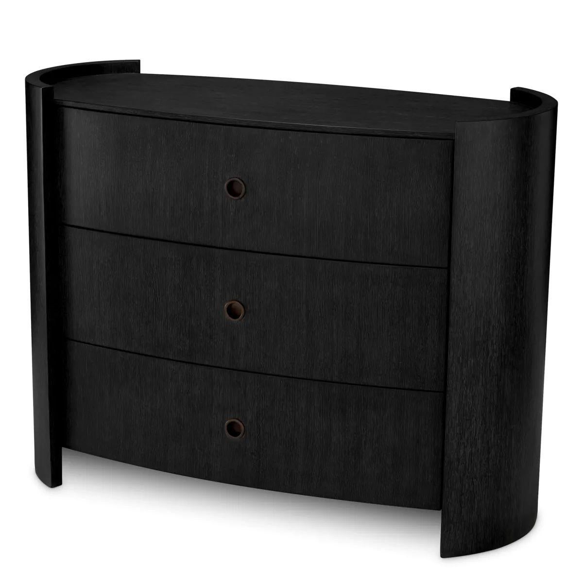 Drawer dresser – Charcoal Grey Oak Veneer, Bronze Finish For Sale 1