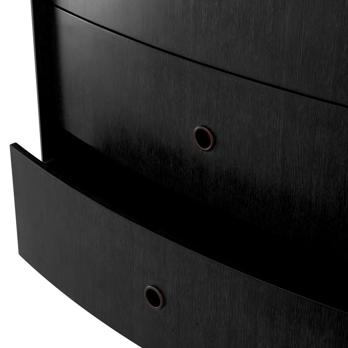 Drawer dresser – Charcoal Grey Oak Veneer, Bronze Finish For Sale 2