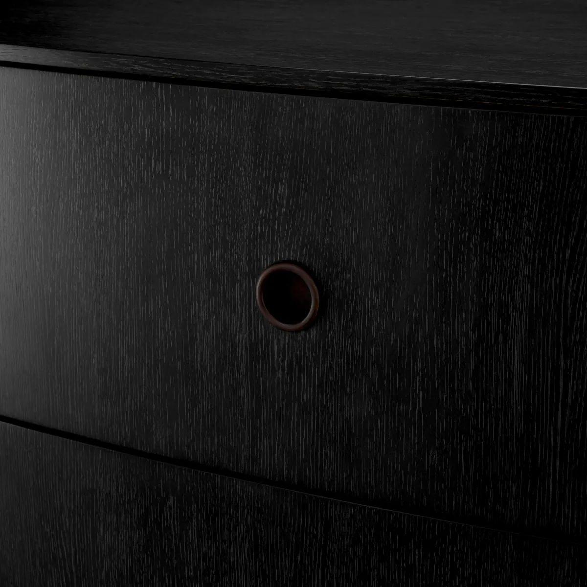 Drawer dresser – Charcoal Grey Oak Veneer, Bronze Finish For Sale 3