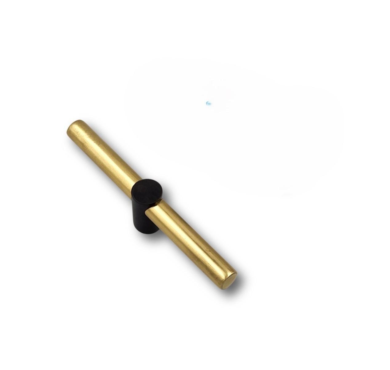 Hand-Crafted Drawer pull  12 cm Aged gold brass with gunmetal insert. Art Deco collection For Sale
