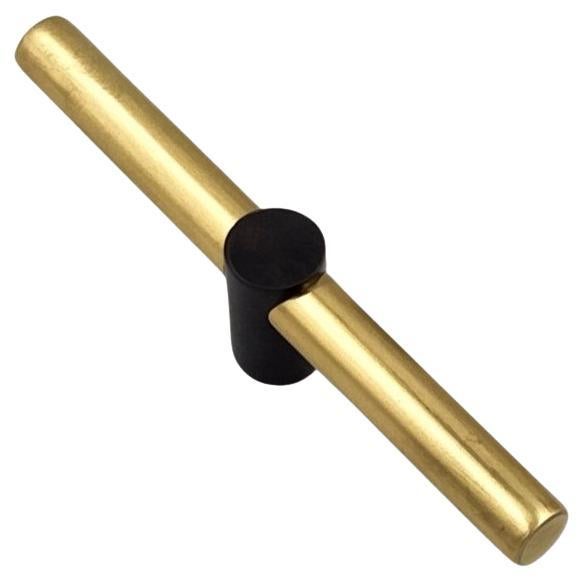 Drawer pull  12 cm Aged gold brass with gunmetal insert. Art Deco collection For Sale