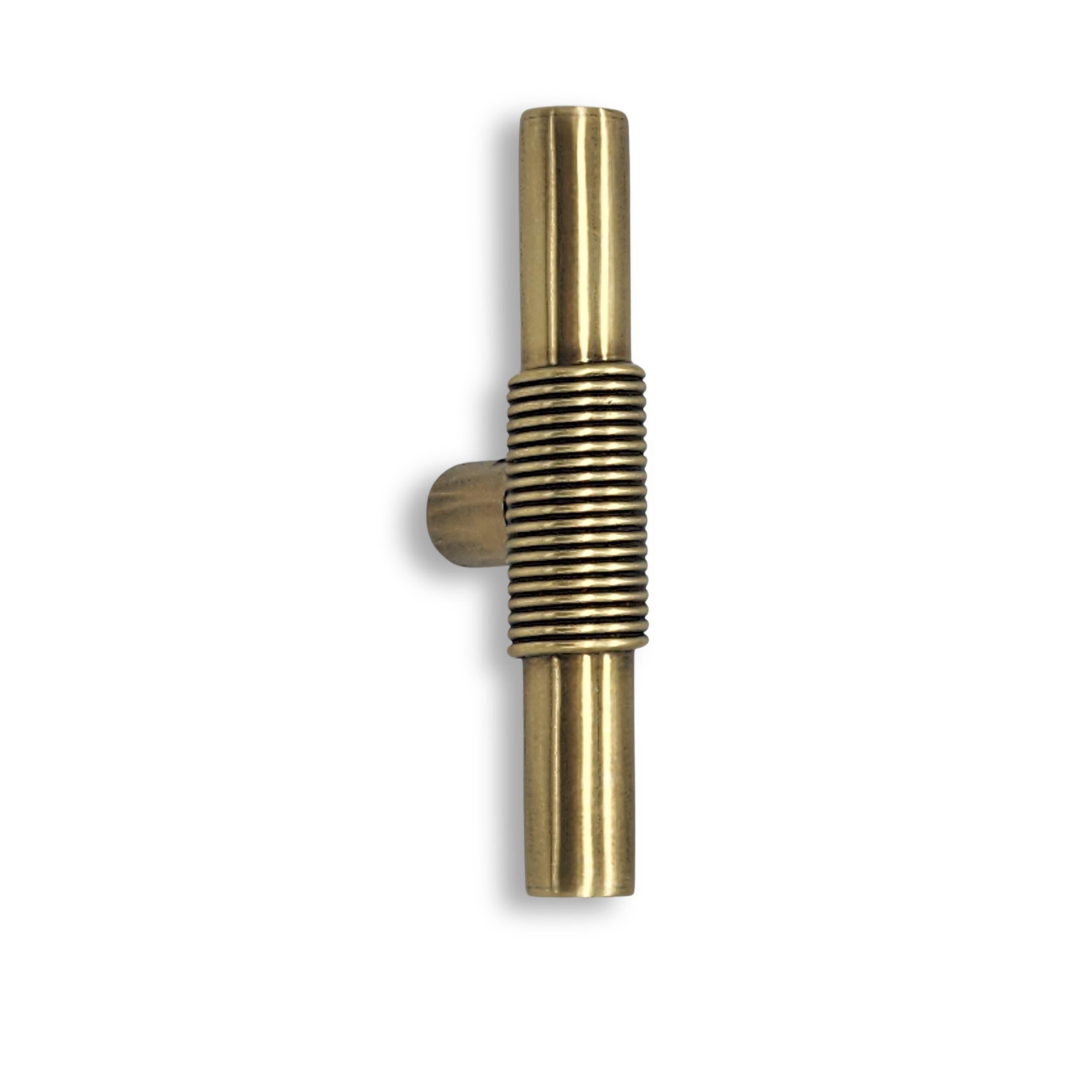 Schubladengriff  8 cm  Goldene Messingdrähte und Rohr aus Rotguss im Angebot 1