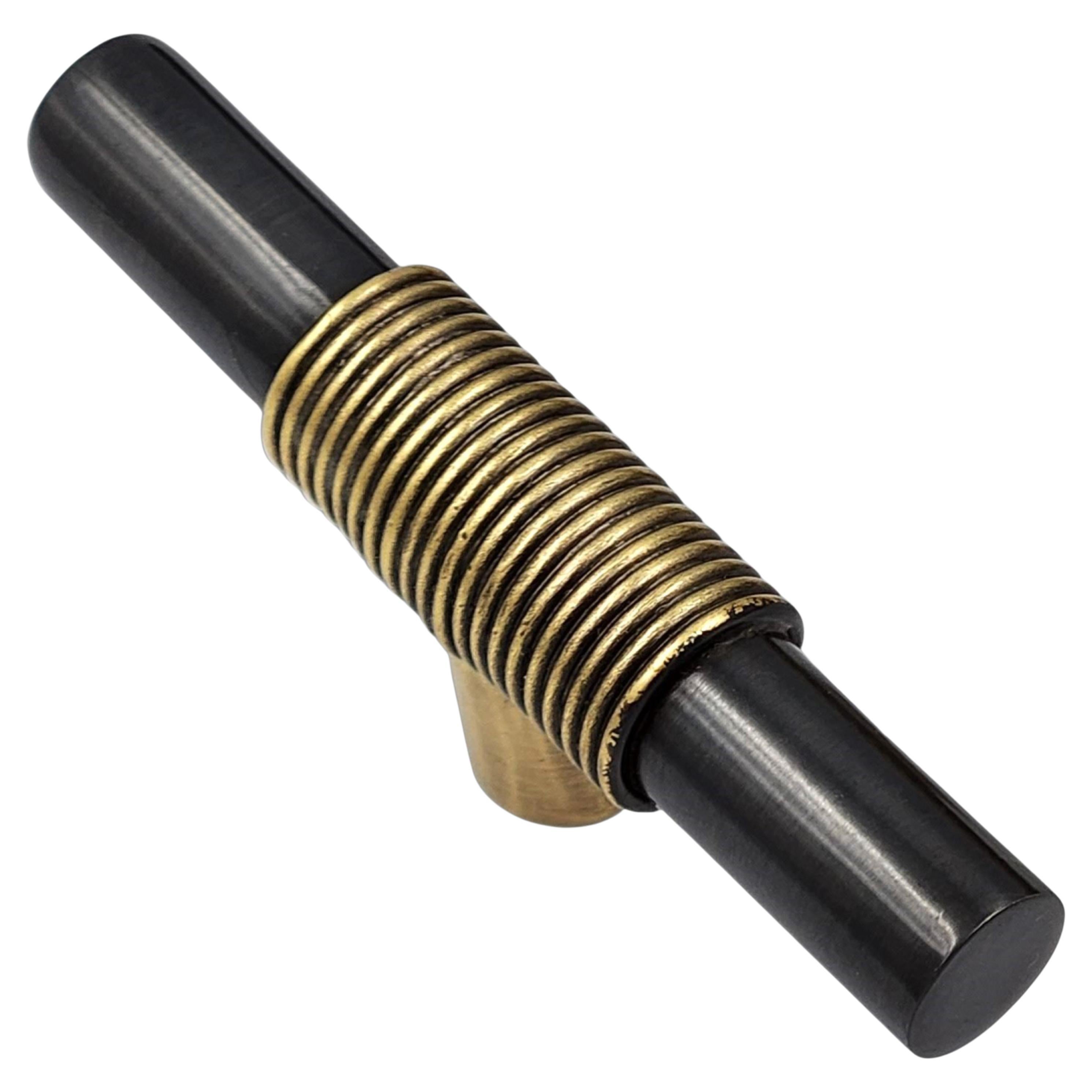 Schubladengriff  8 cm  Goldene Messingdrähte und Rohr aus Rotguss