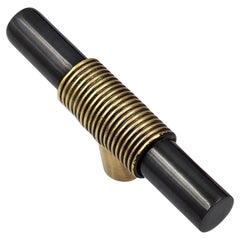 Tirador de cajón  8 cm  Hilos de latón dorado y tubo de bronce de cañón