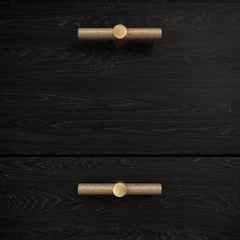 Art Deco brass drawer pull – hammered shagreen-effect brass, 8 cm