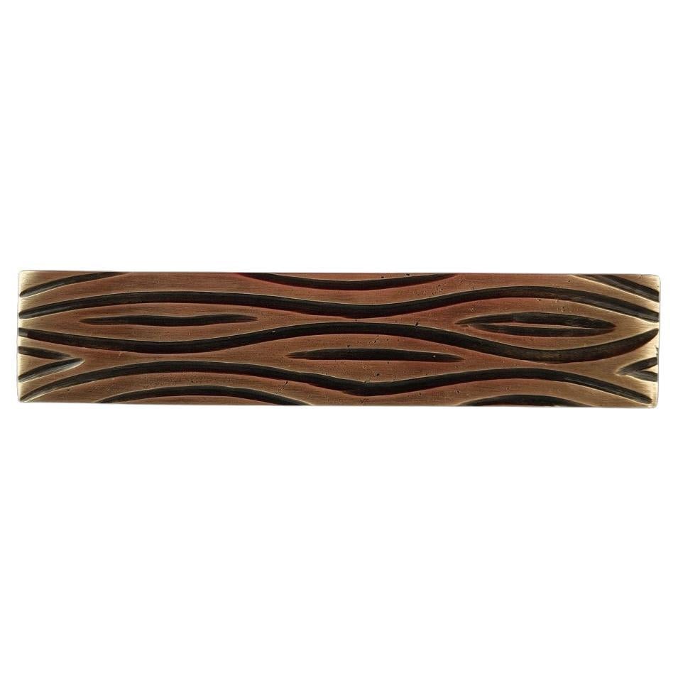 Tirette de tiroir en laiton massif gravé 15 x 3 cm Finition or vieilli et gunmetal en vente
