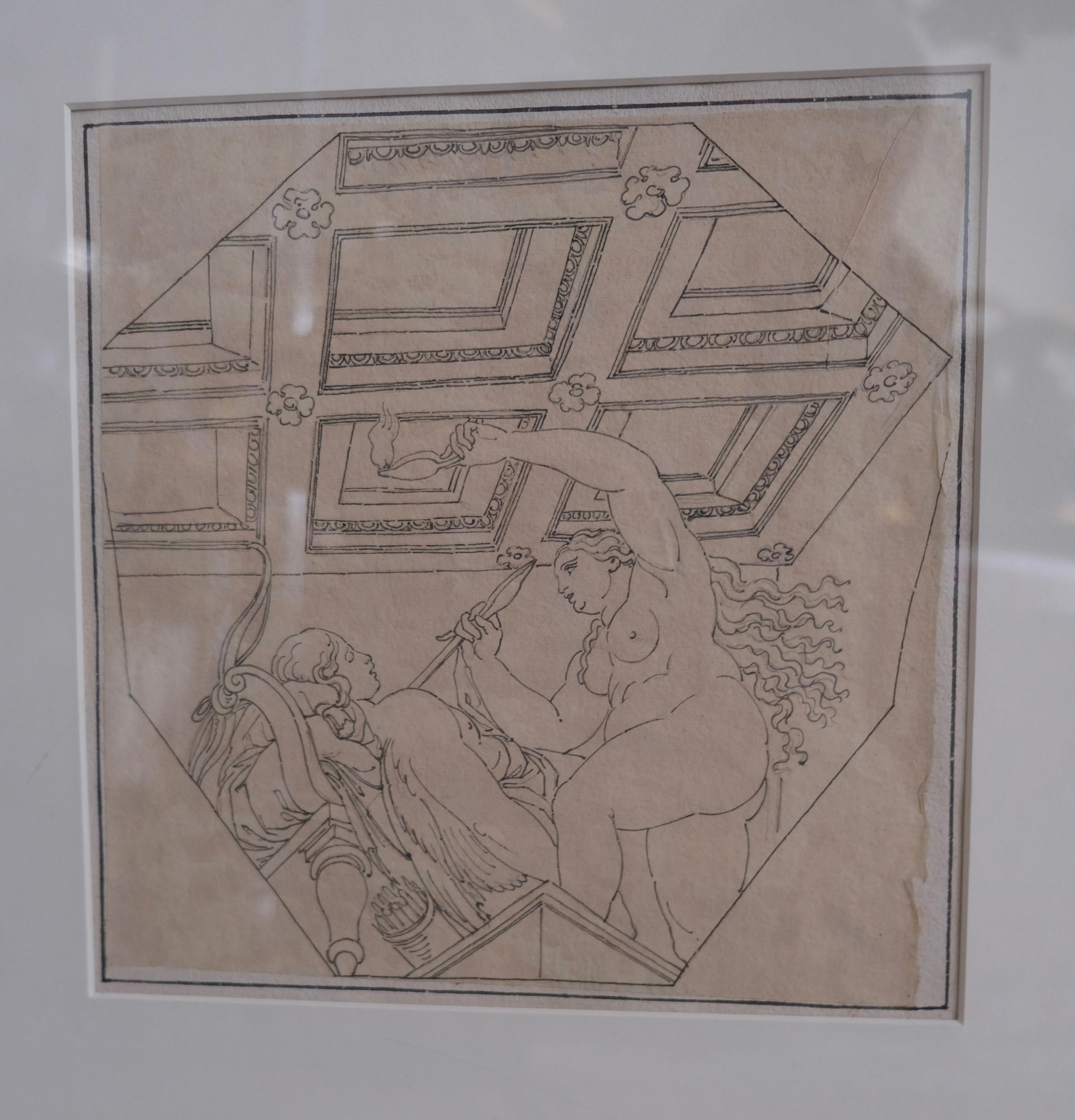 A fine drawing , ink on paper. A very decorative piece.
It is now mounted in a frame. The measurements are with frame 45×47 cm and without frame 22×22 cm.
