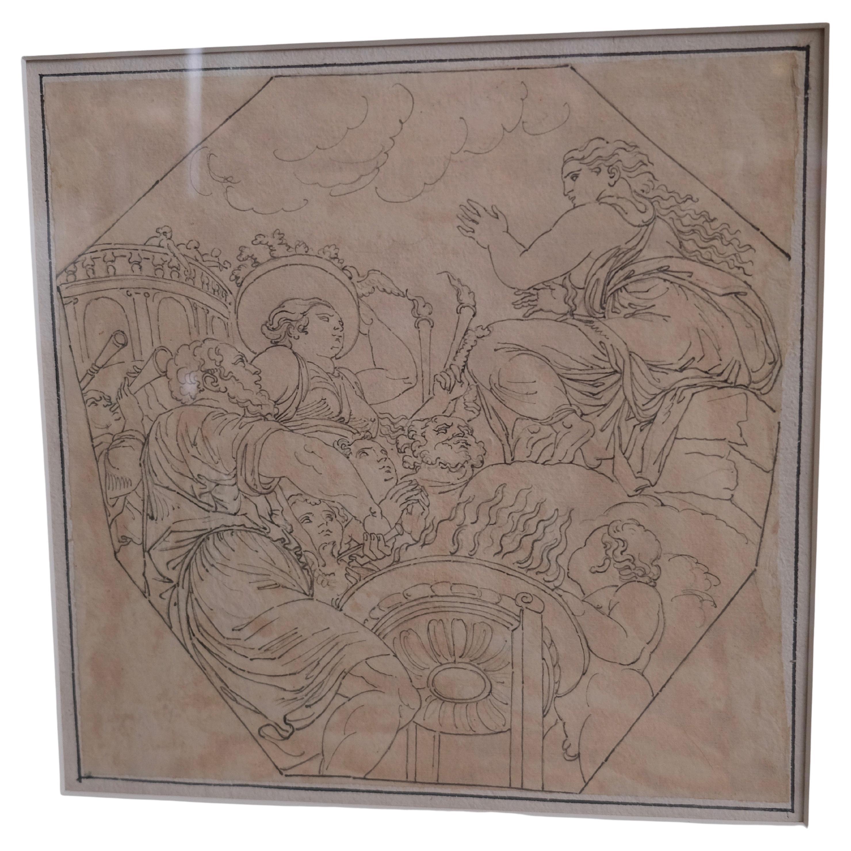 Drawing 18th C For Sale