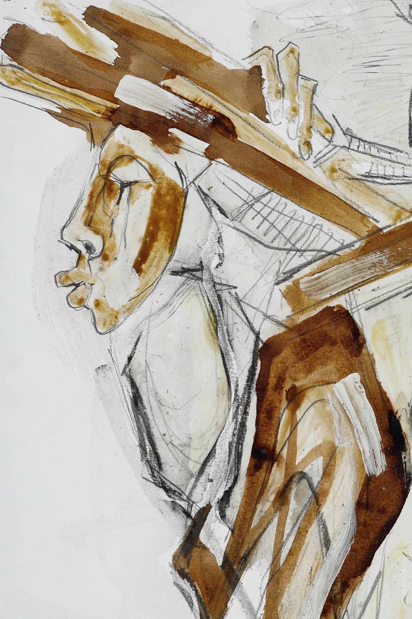 Zeichnung und Malerei auf Papier von Pôl Roux 