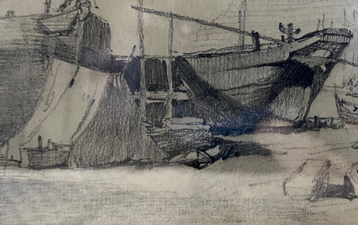 Boat Scene, Sorrento, pencil. Provenance (label at back of Drawing), William Drummond St. James's, London.