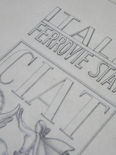 Rare dessin au stylo de Giovanni Gariboldi pour Paolo Buffa, Italie, années 1940